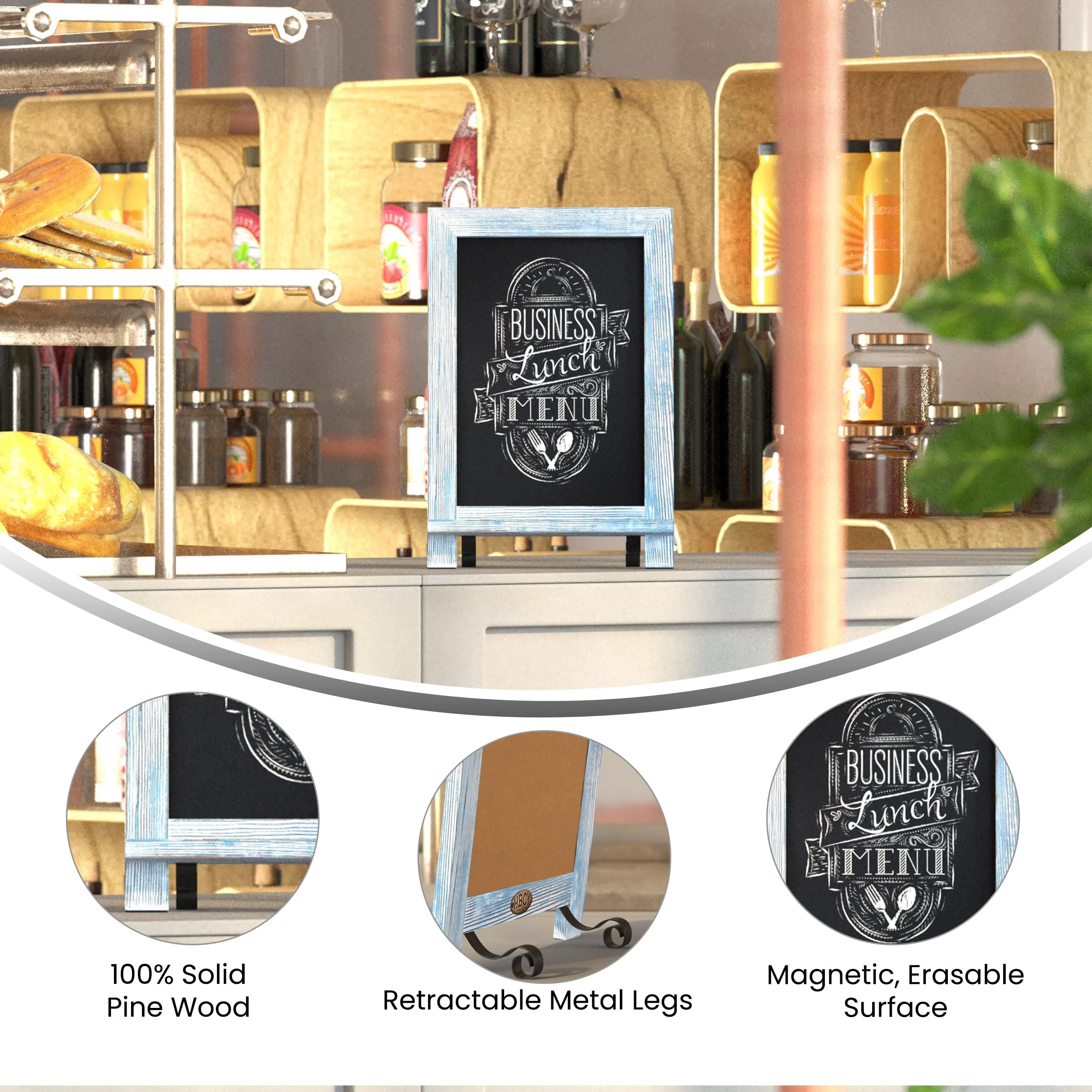 Canterbury Tabletop Magnetic Chalkboards Sign with Metal Scrolled Legs, Hanging Wall Chalkboards, Countertop Memo Board - Image 109