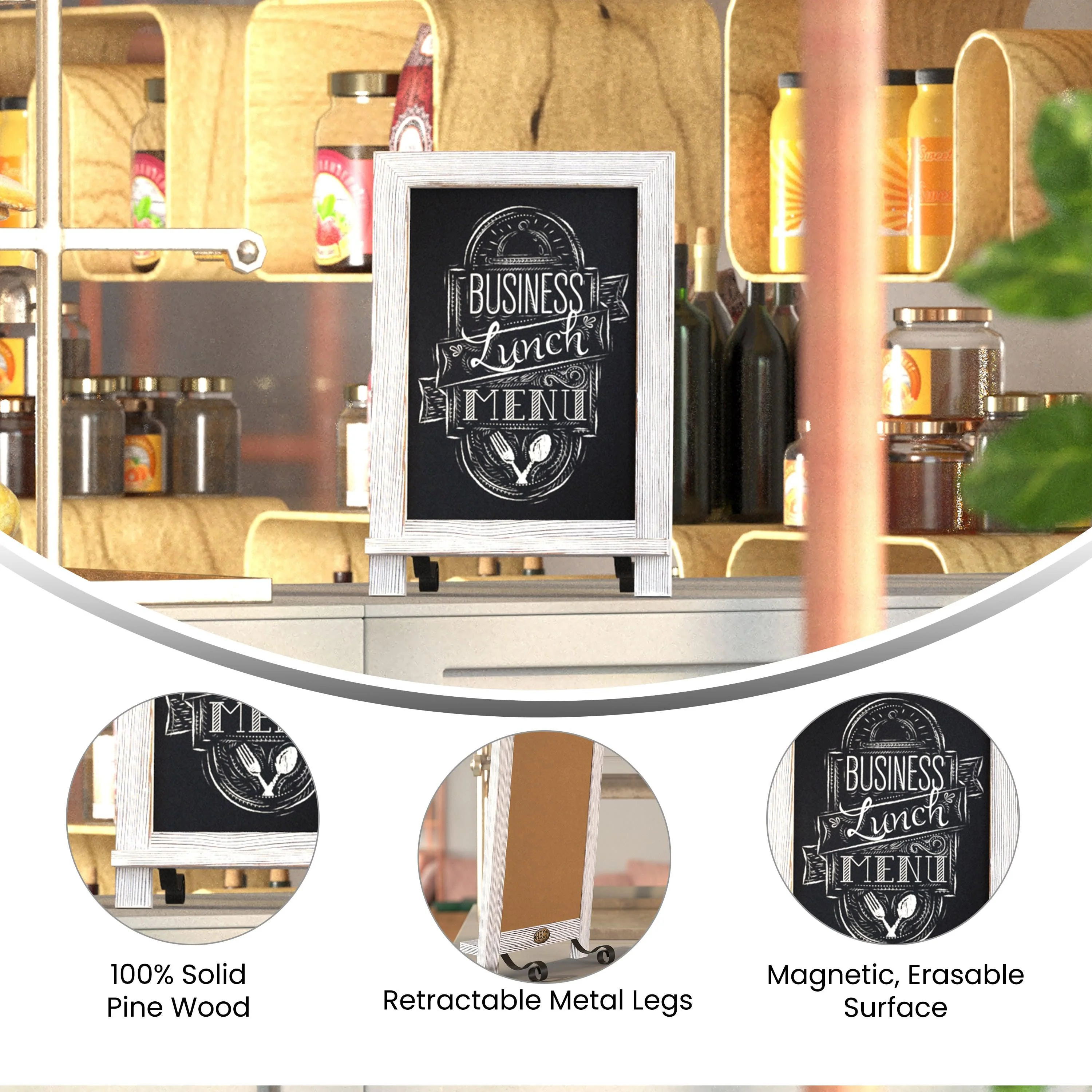 Canterbury Tabletop Magnetic Chalkboards Sign with Metal Scrolled Legs, Hanging Wall Chalkboards, Countertop Memo Board - Image 122