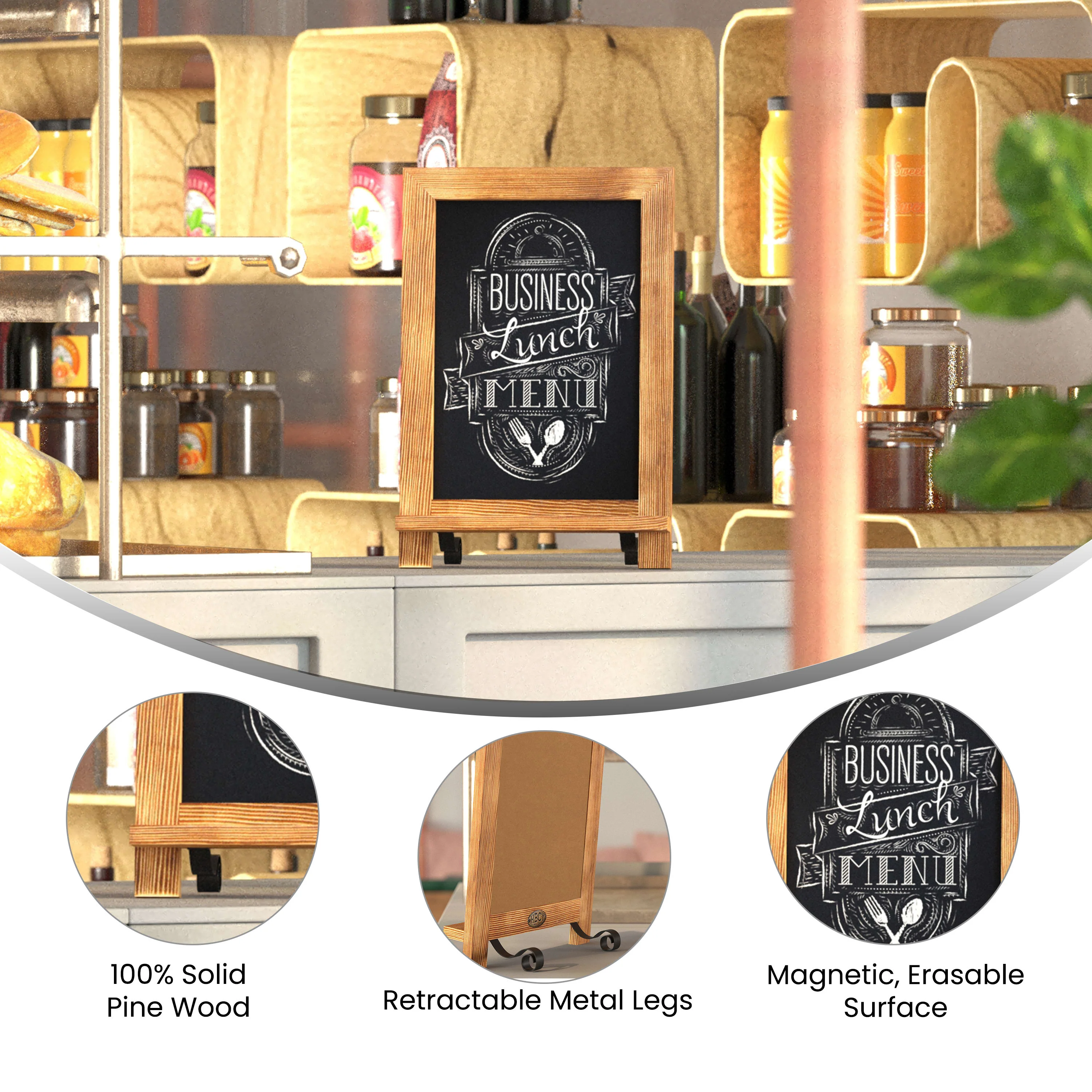 Canterbury Tabletop Magnetic Chalkboards Sign with Metal Scrolled Legs, Hanging Wall Chalkboards, Countertop Memo Board - Image 5