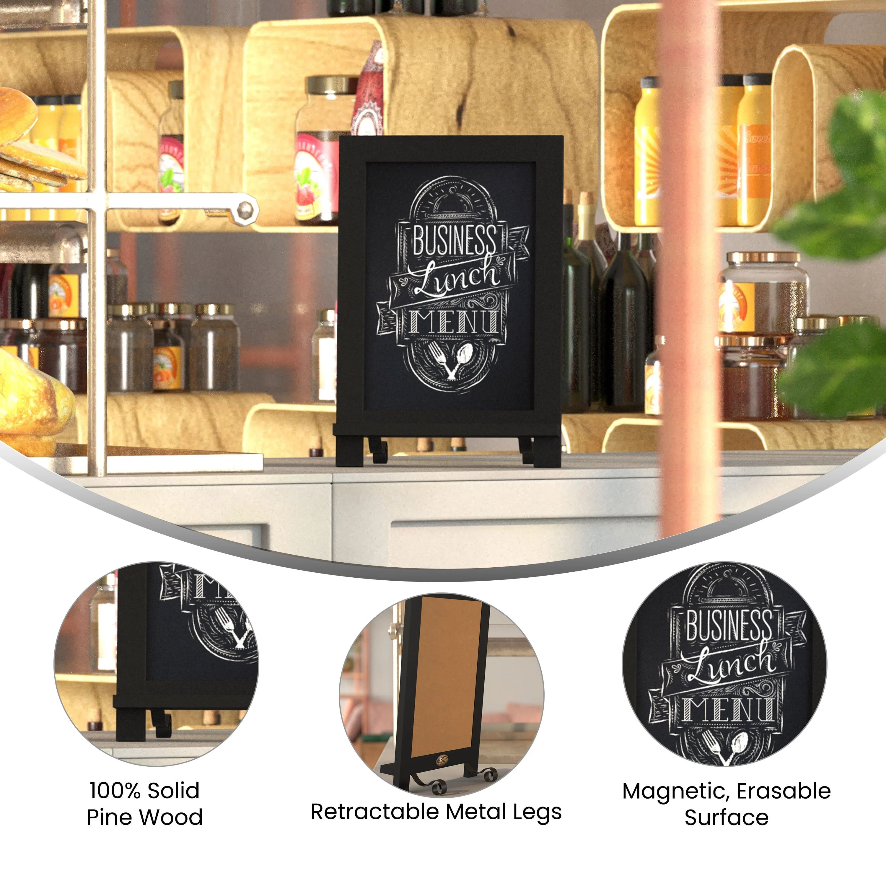 Canterbury Tabletop Magnetic Chalkboards Sign with Metal Scrolled Legs, Hanging Wall Chalkboards, Countertop Memo Board - Image 57