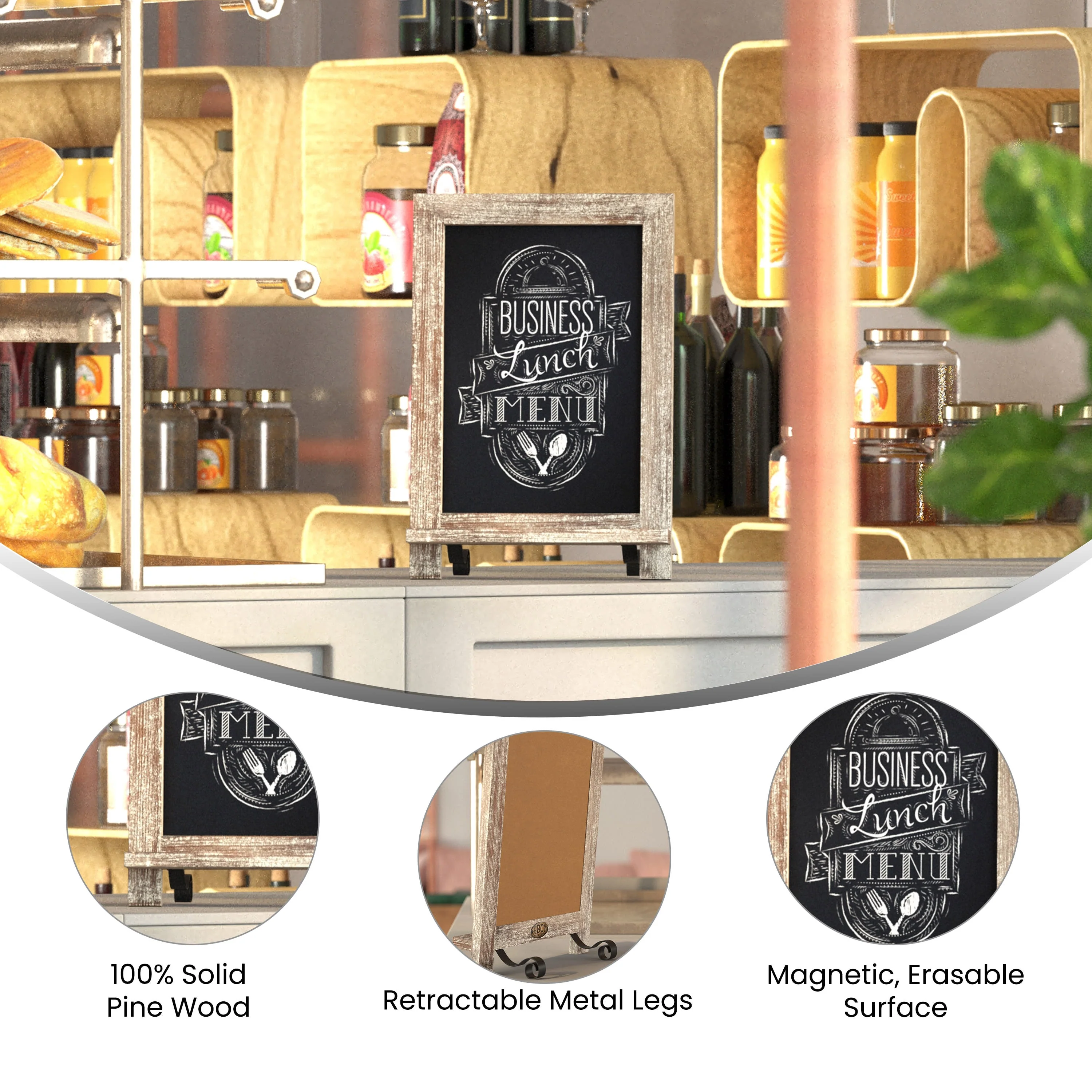 Canterbury Tabletop Magnetic Chalkboards Sign with Metal Scrolled Legs, Hanging Wall Chalkboards, Countertop Memo Board - Image 70