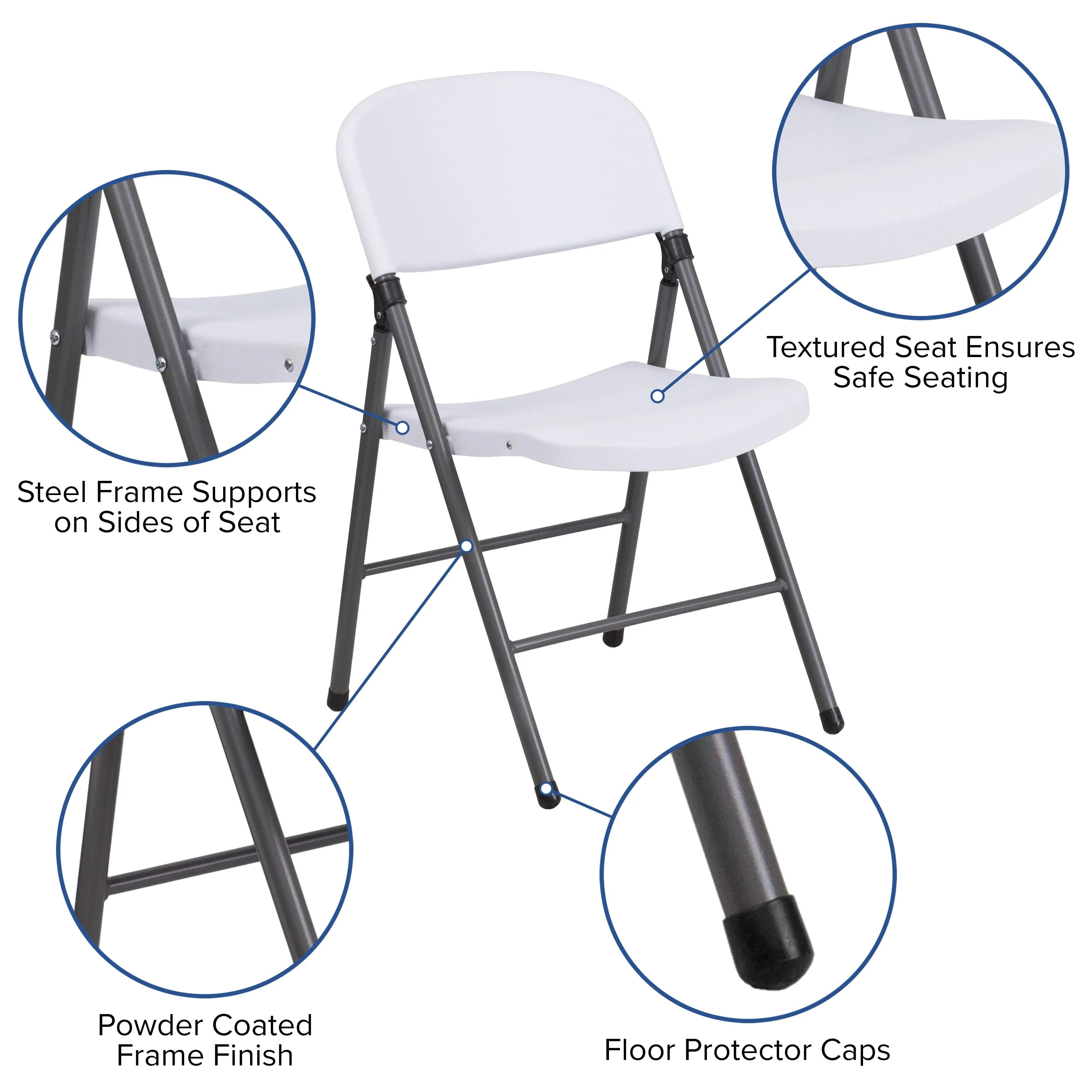 HERCULES Series 330 lb. Capacity Plastic Folding Chair with Charcoal Frame - Image 17