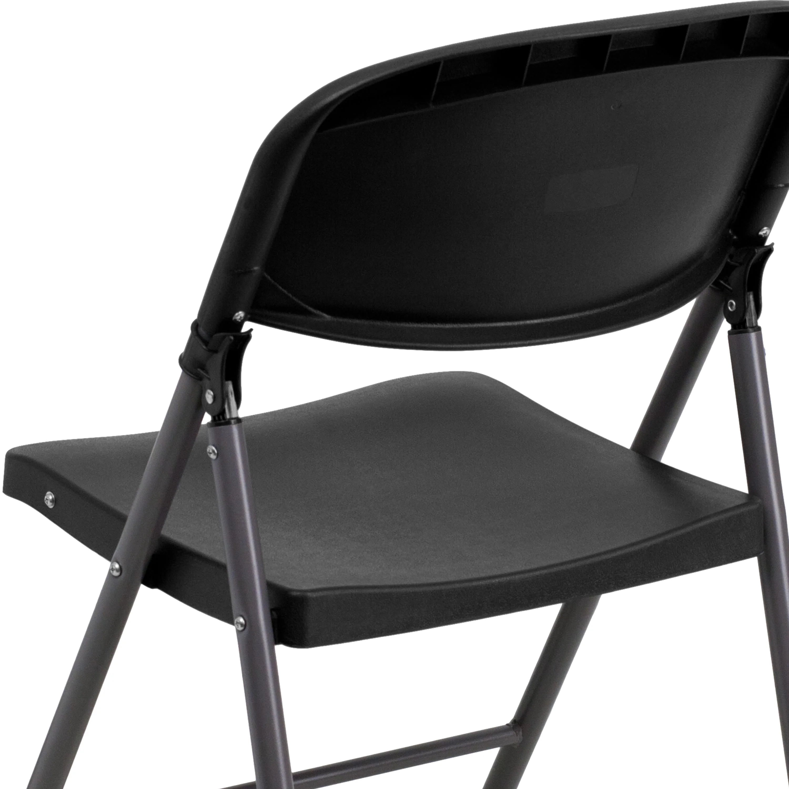 HERCULES Series 330 lb. Capacity Plastic Folding Chair with Charcoal Frame - Image 8