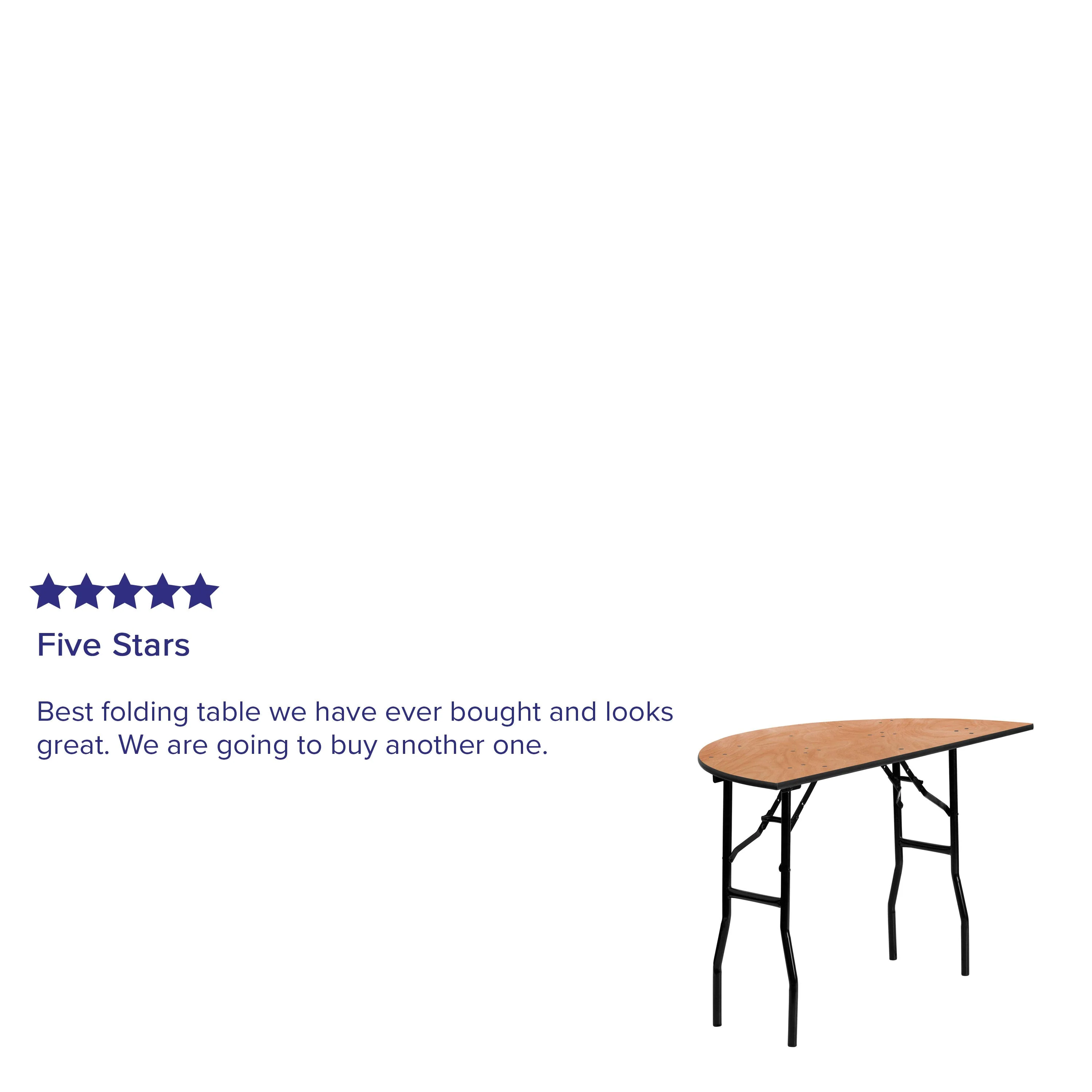 4-Foot Half-Round Wood Folding Banquet Table - Image 4