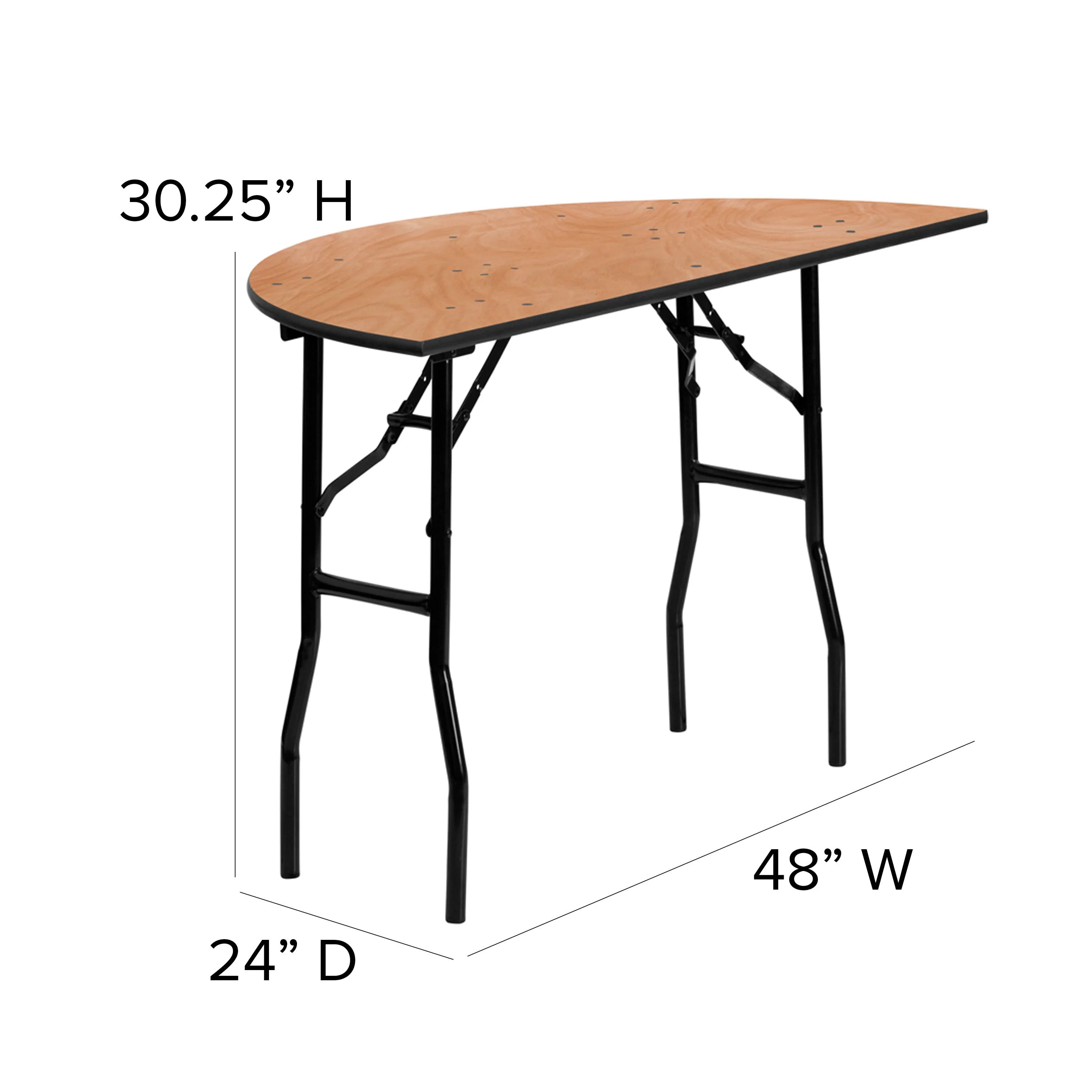 4-Foot Half-Round Wood Folding Banquet Table - Image 6