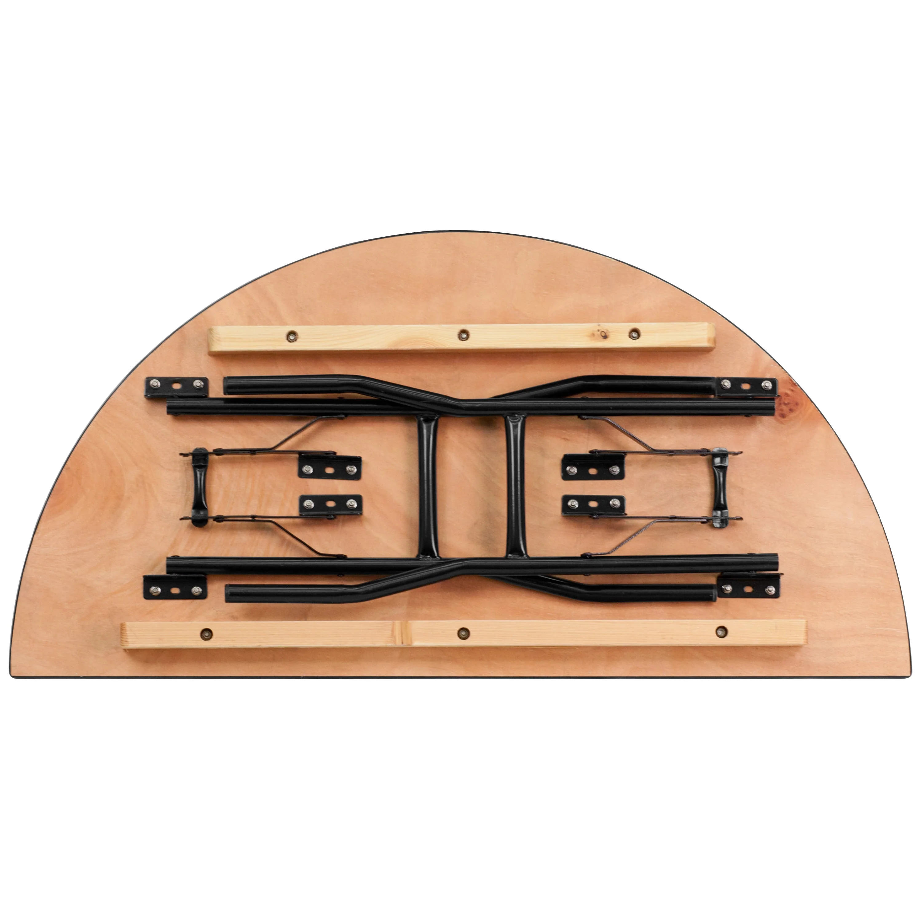 4-Foot Half-Round Wood Folding Banquet Table - Image 9