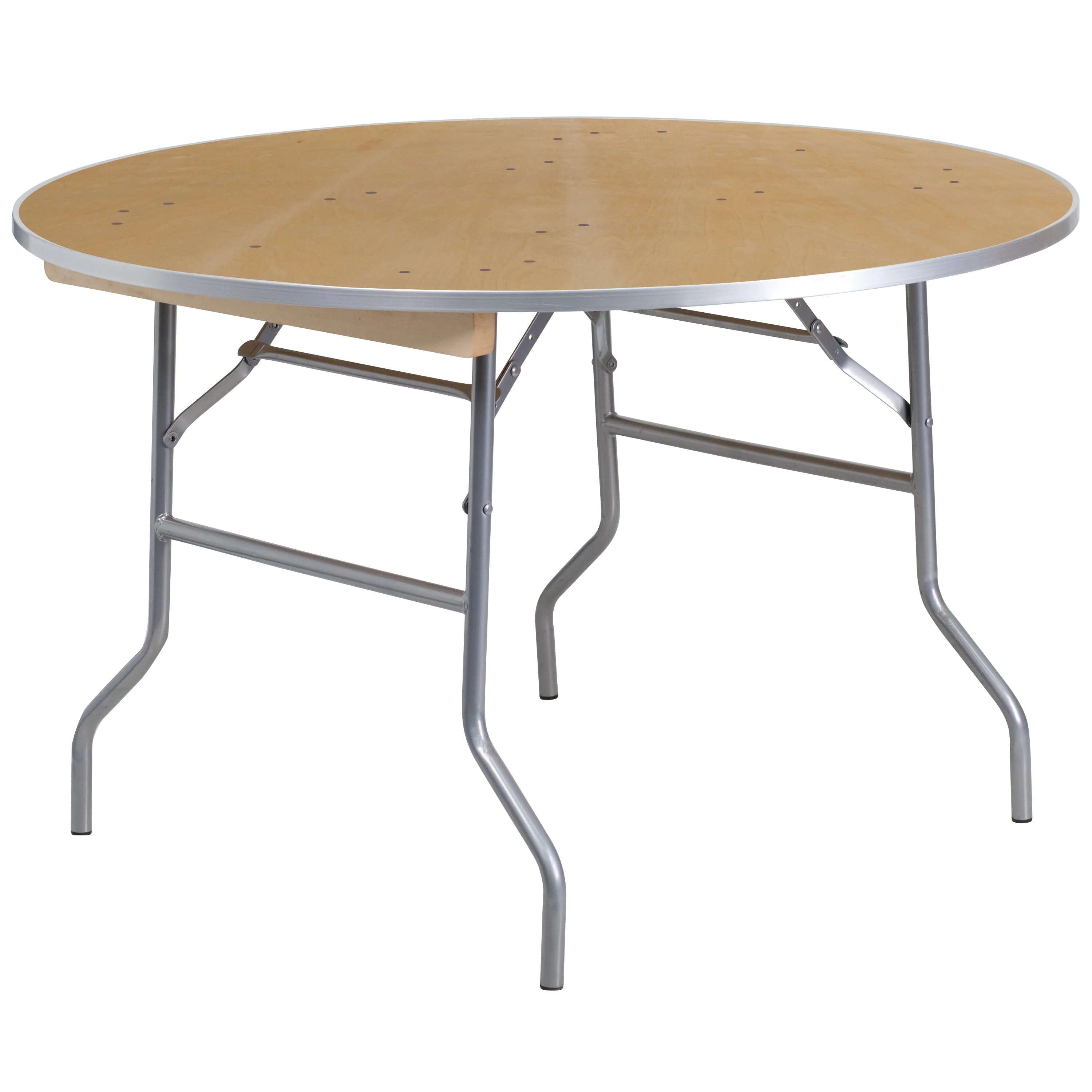 4-Foot Round HEAVY DUTY Birchwood Folding Banquet Table with METAL Edges - Image 12