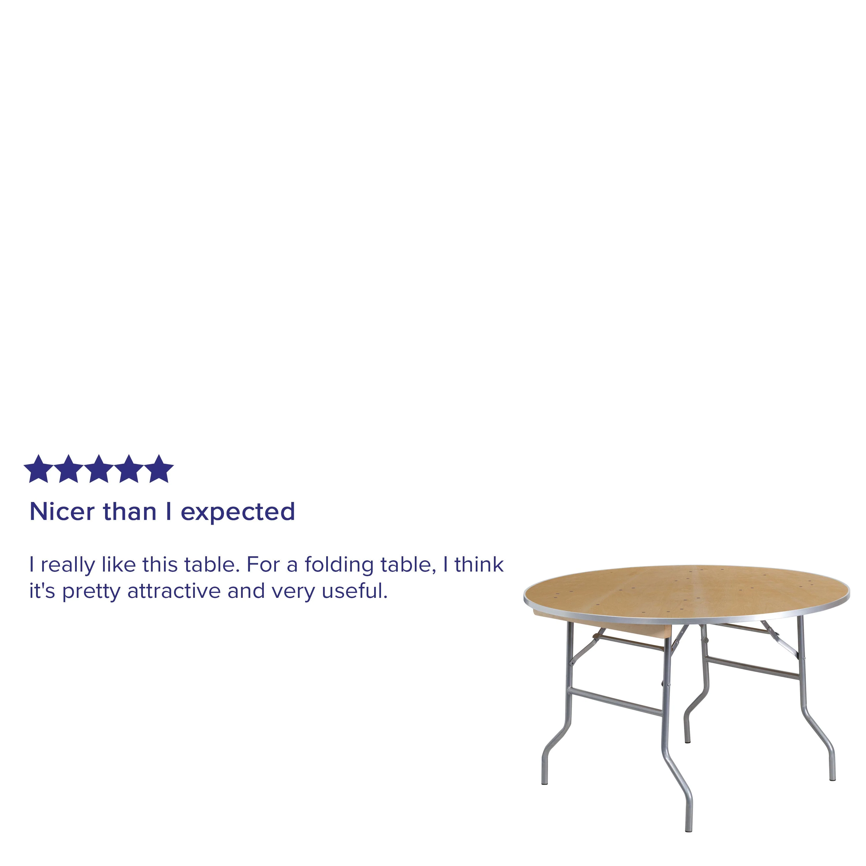 4-Foot Round HEAVY DUTY Birchwood Folding Banquet Table with METAL Edges - Image 4