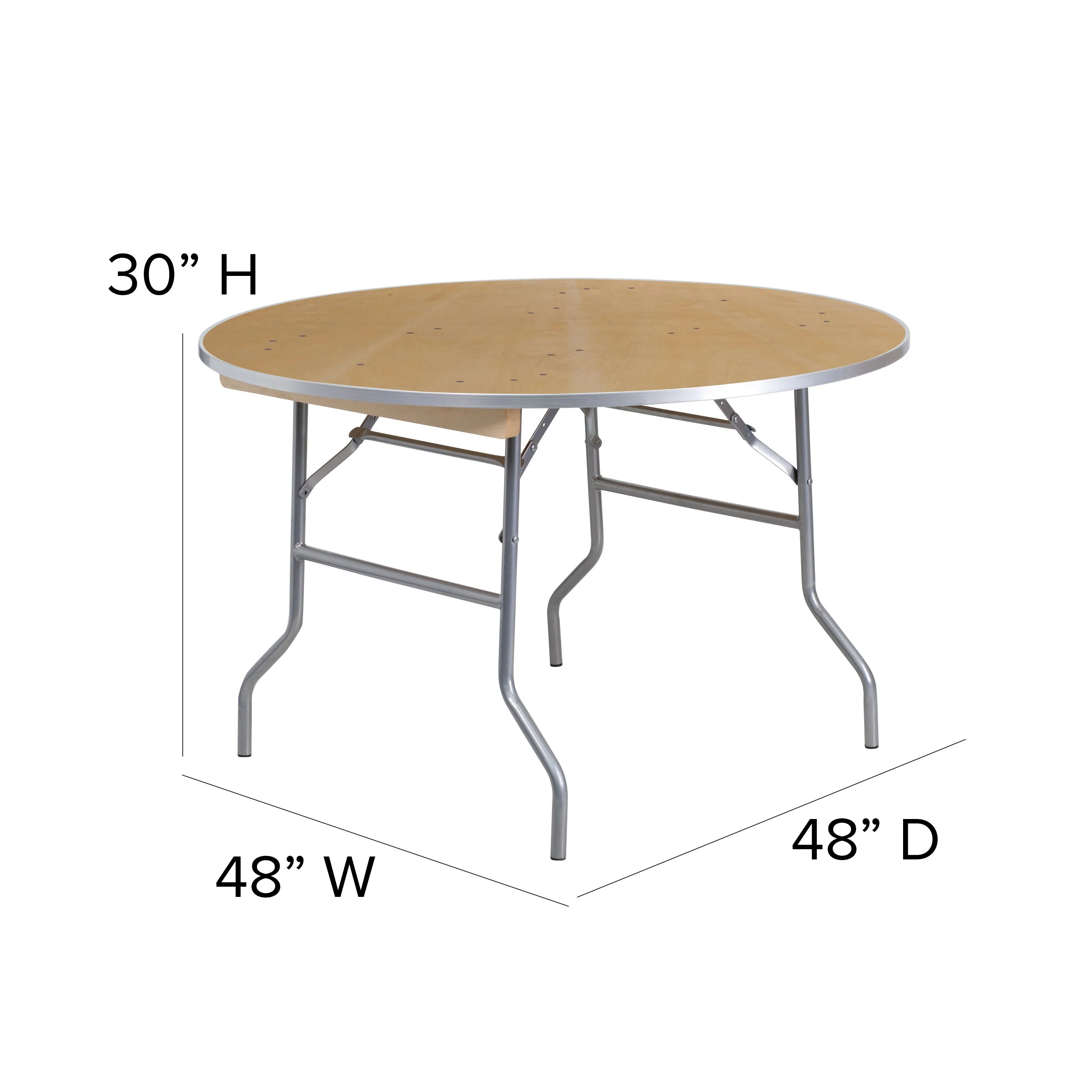4-Foot Round HEAVY DUTY Birchwood Folding Banquet Table with METAL Edges - Image 6