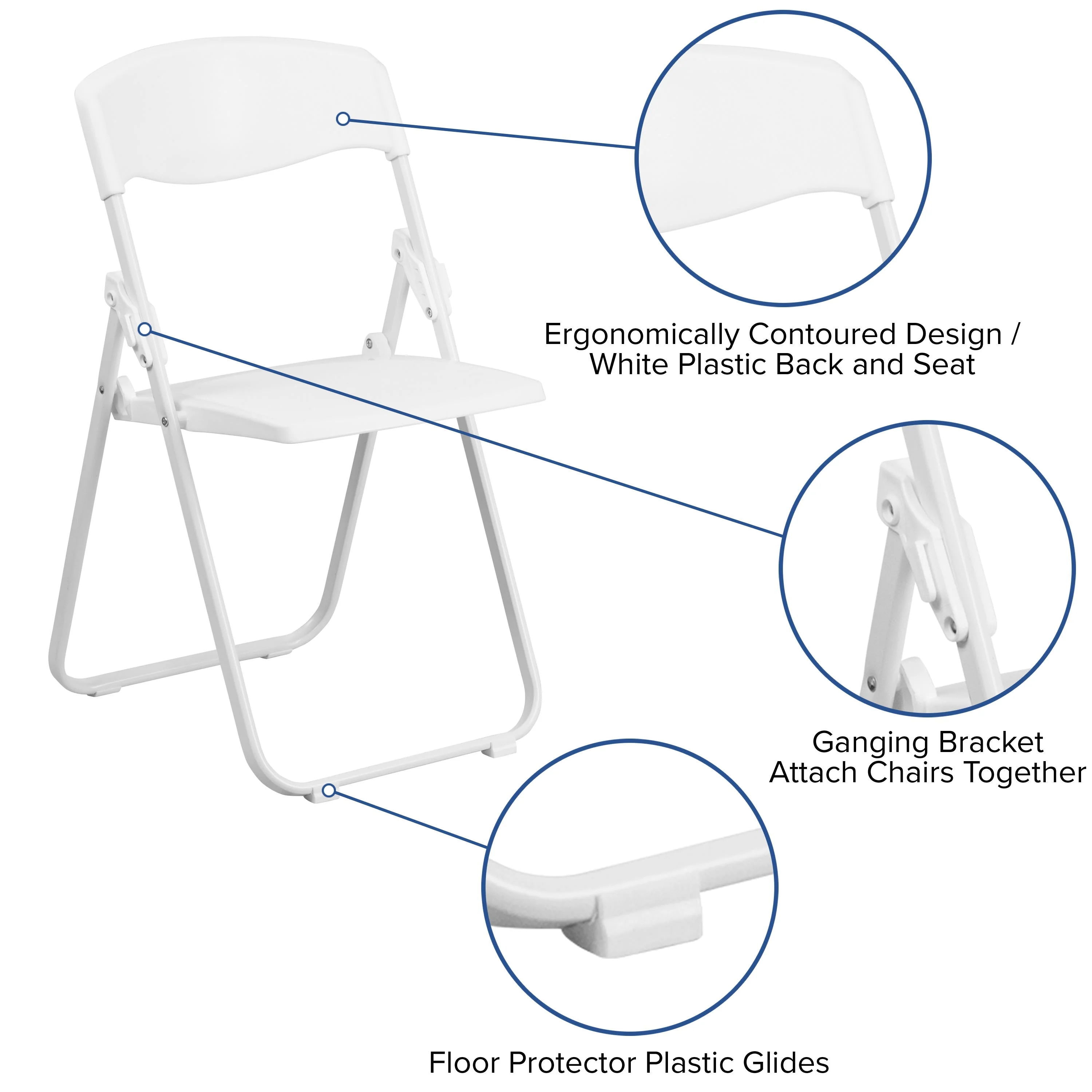 HERCULES Series 500 lb. Capacity Heavy Duty Plastic Folding Chair with Built-in Ganging Brackets - Image 20