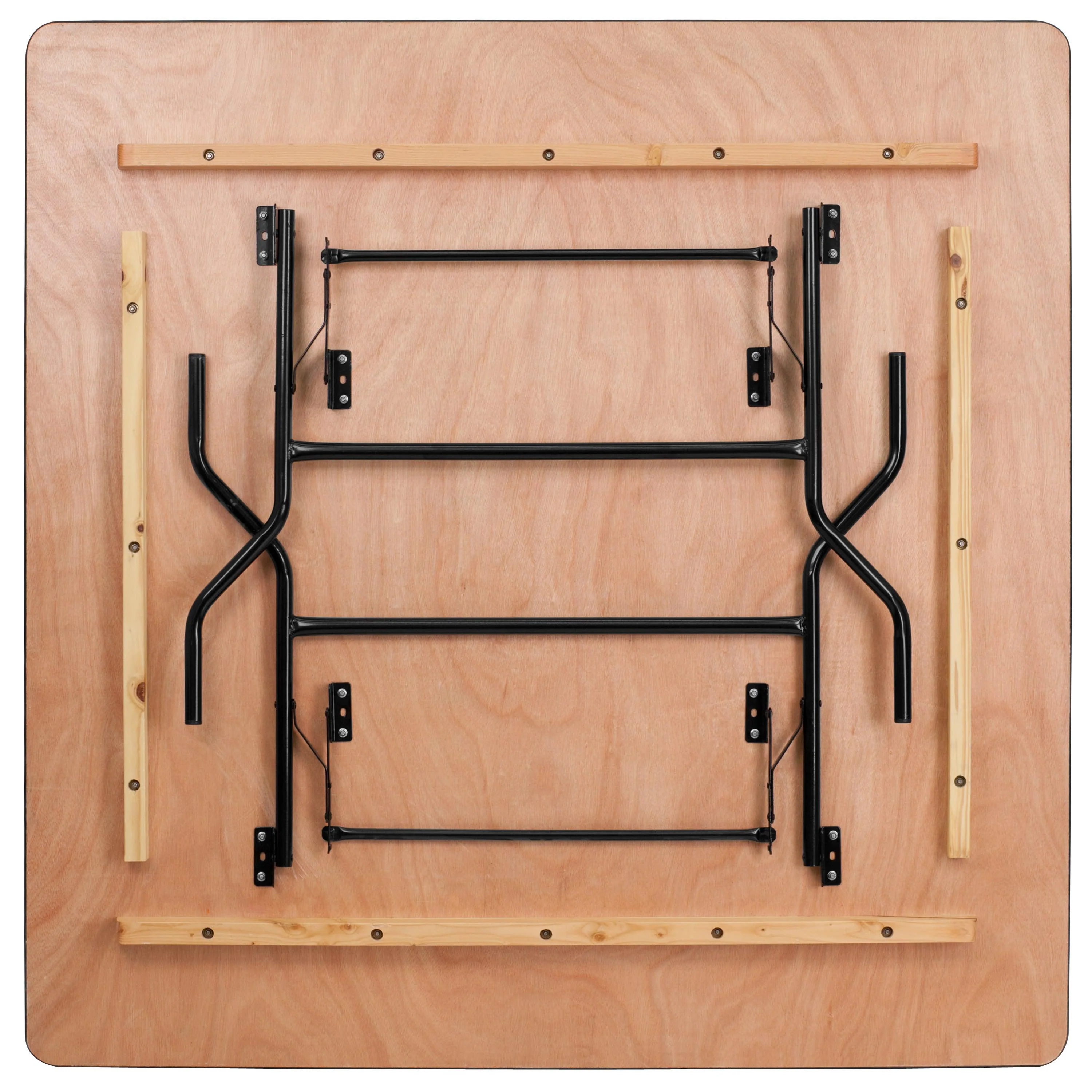 5-Foot Square Wood Folding Banquet Table - Image 4