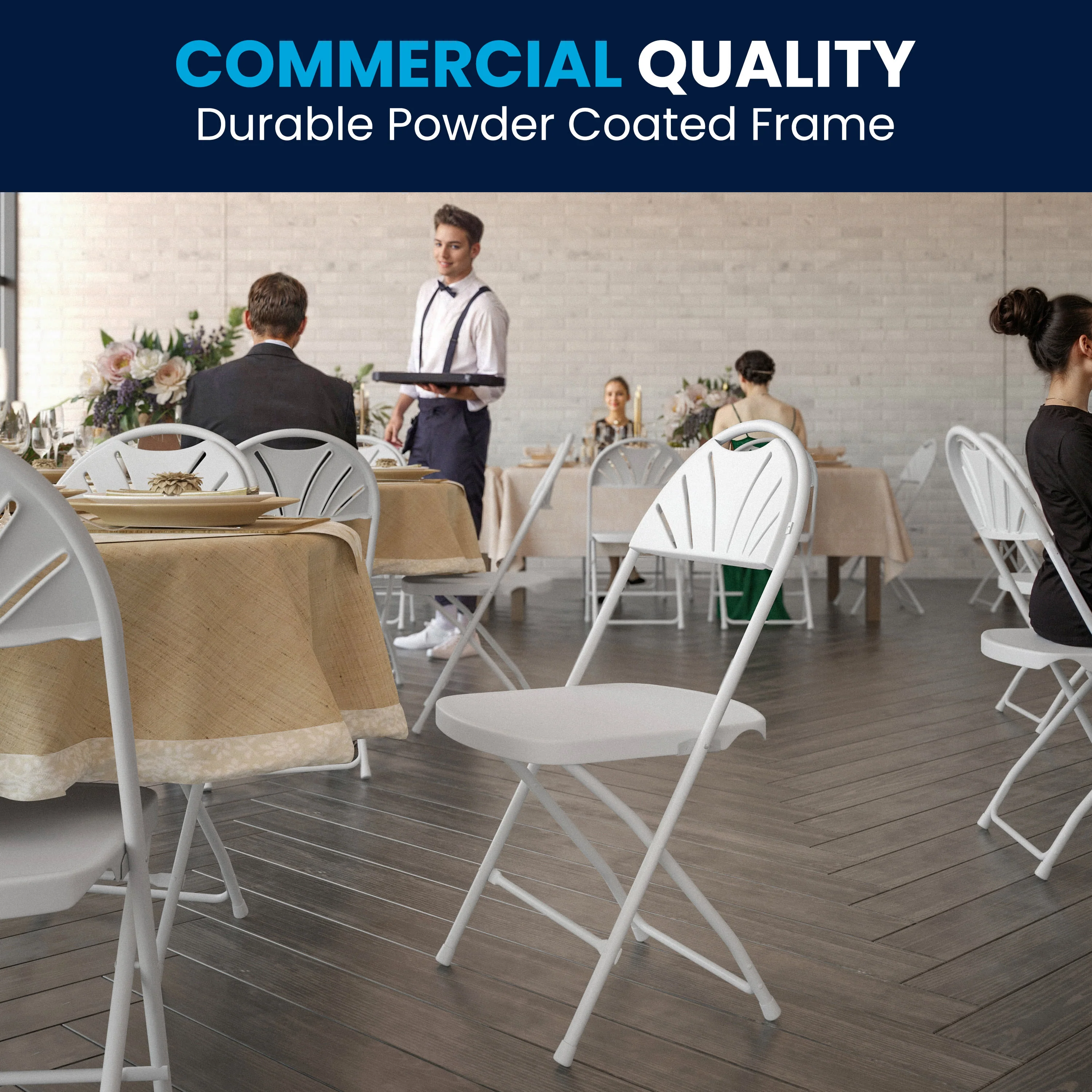 HERCULES Series 650 lb. Capacity Plastic Fan Back Folding Chair - Image 39