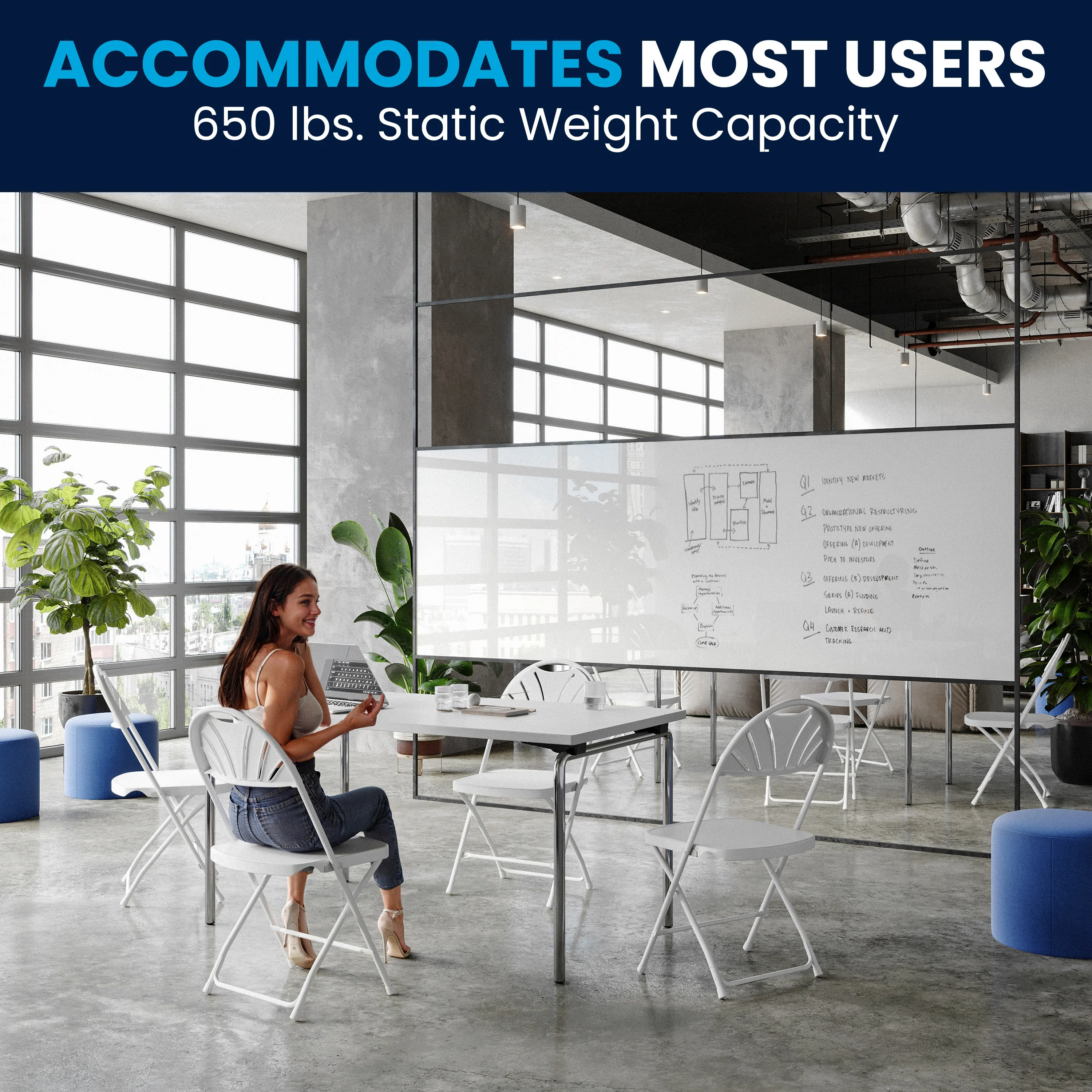 HERCULES Series 650 lb. Capacity Plastic Fan Back Folding Chair - Image 46