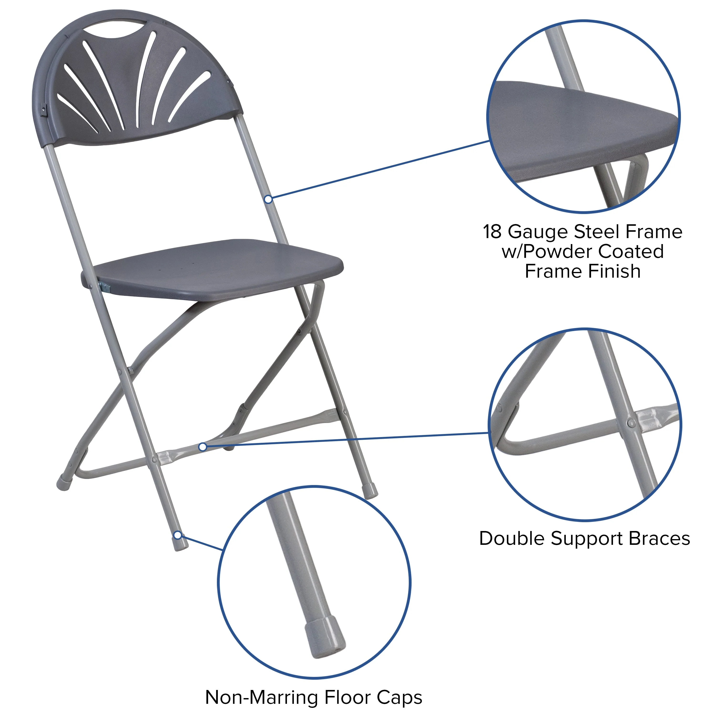 HERCULES Series 650 lb. Capacity Plastic Fan Back Folding Chair - Image 5