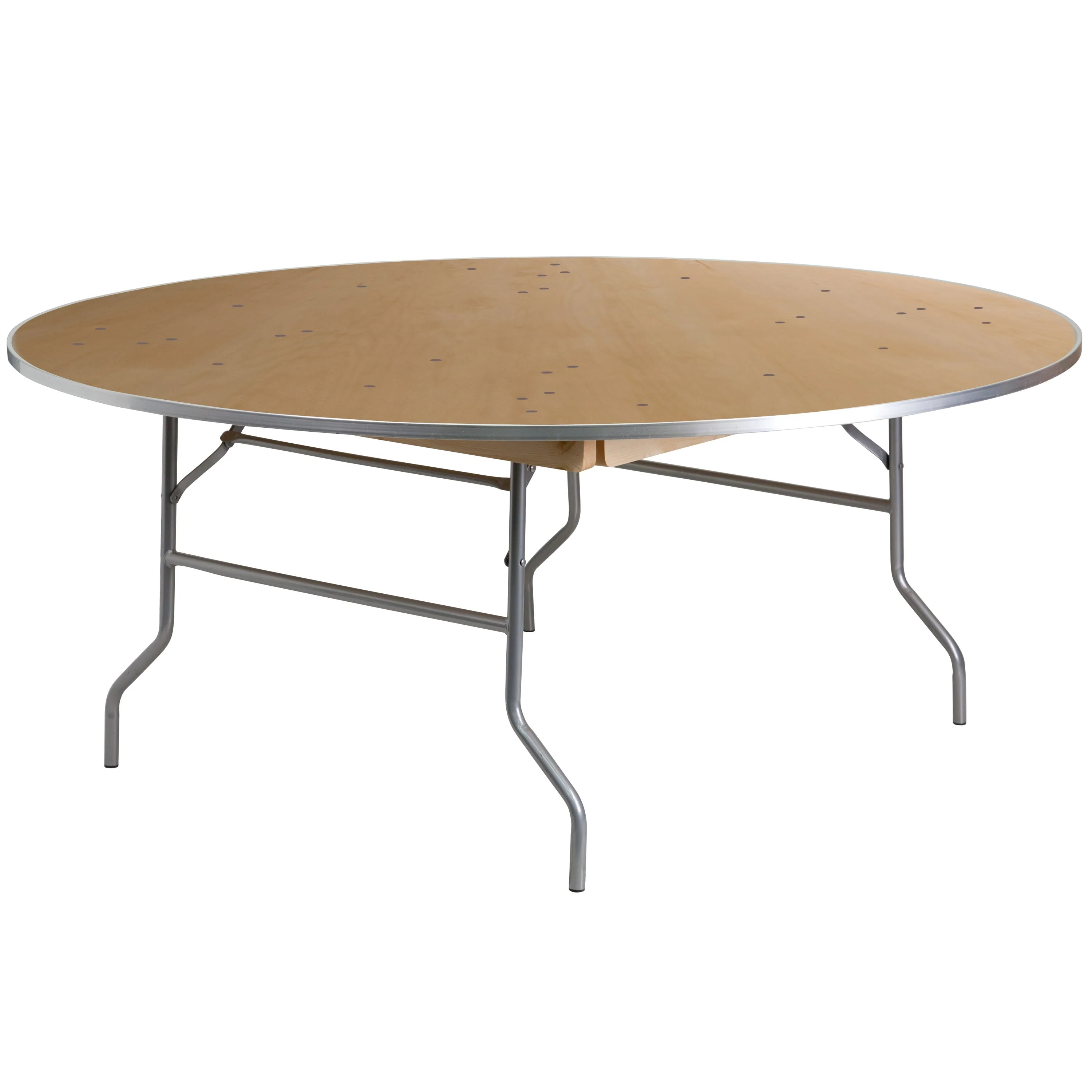 6-Foot Round HEAVY DUTY Birchwood Folding Banquet Table with METAL Edges - Image 12