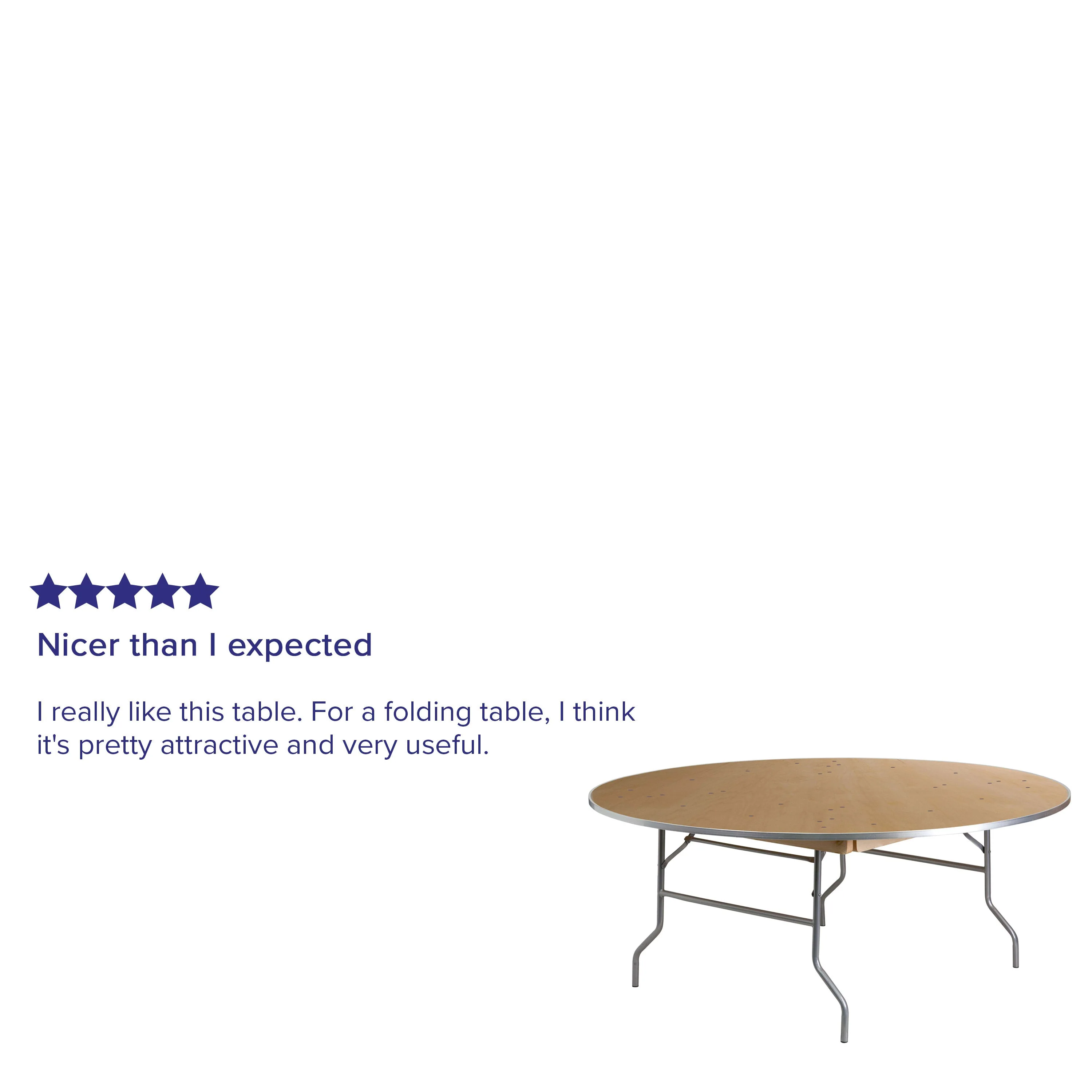 6-Foot Round HEAVY DUTY Birchwood Folding Banquet Table with METAL Edges - Image 4