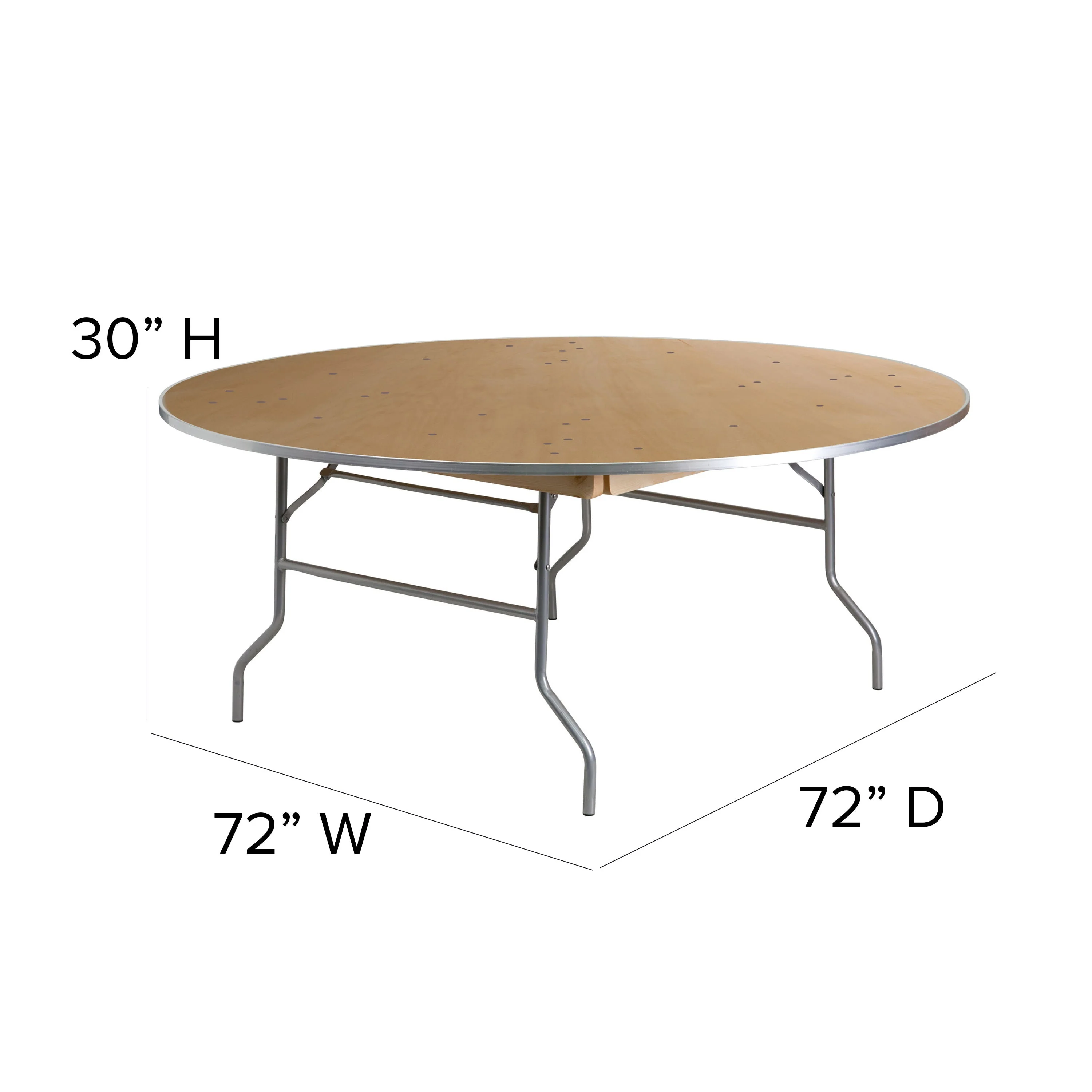 6-Foot Round HEAVY DUTY Birchwood Folding Banquet Table with METAL Edges - Image 6