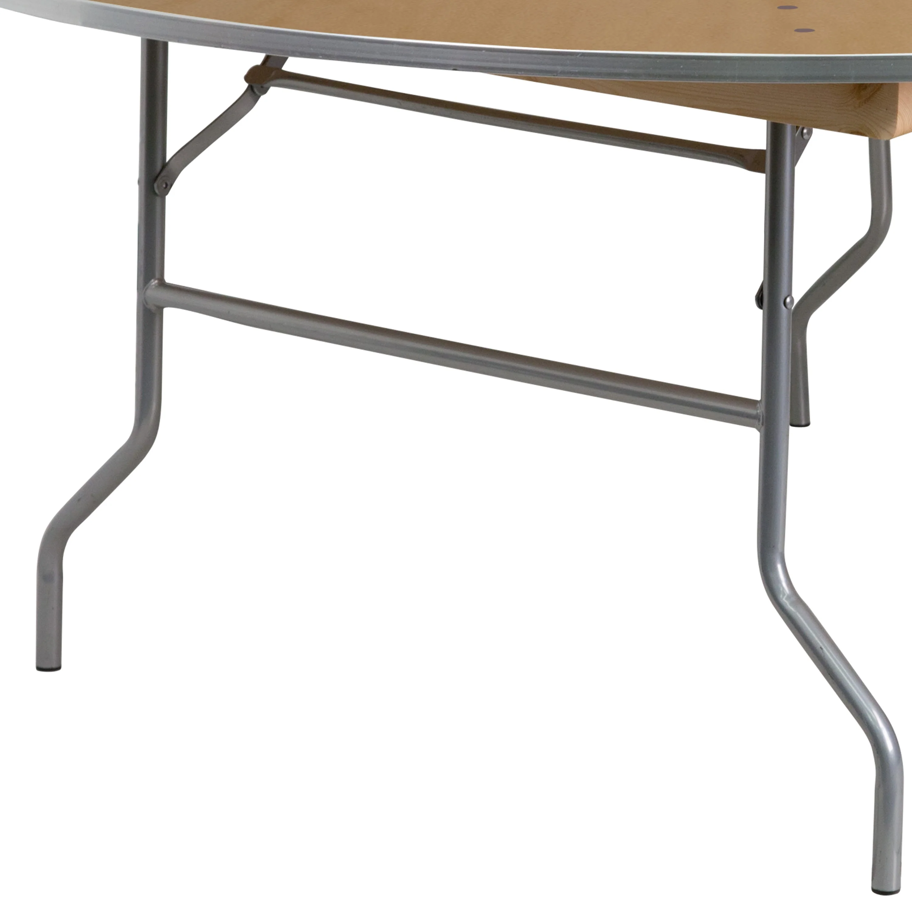 6-Foot Round HEAVY DUTY Birchwood Folding Banquet Table with METAL Edges - Image 7