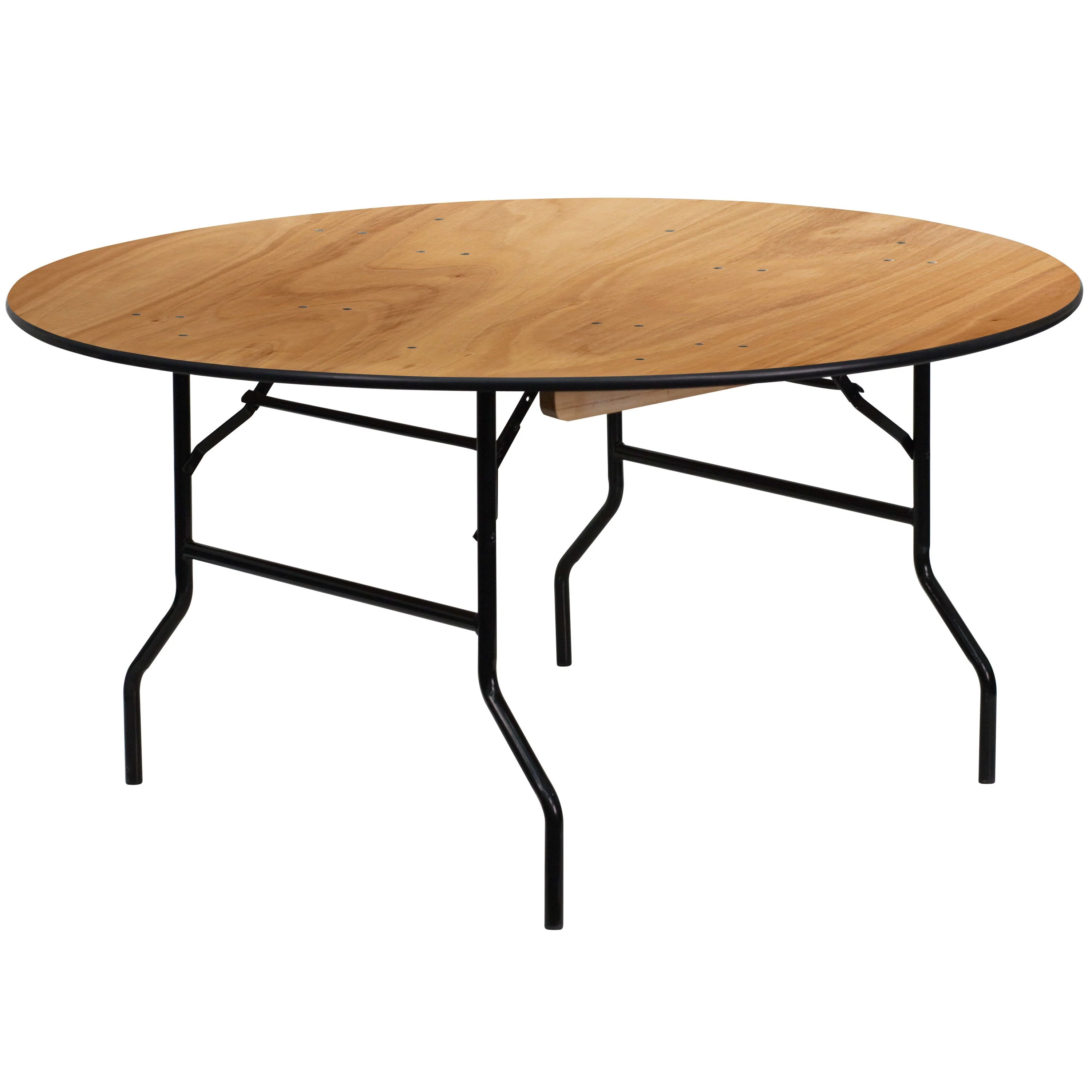5-Foot Round Wood Folding Banquet Table with Clear Coated Finished Top - Image 10