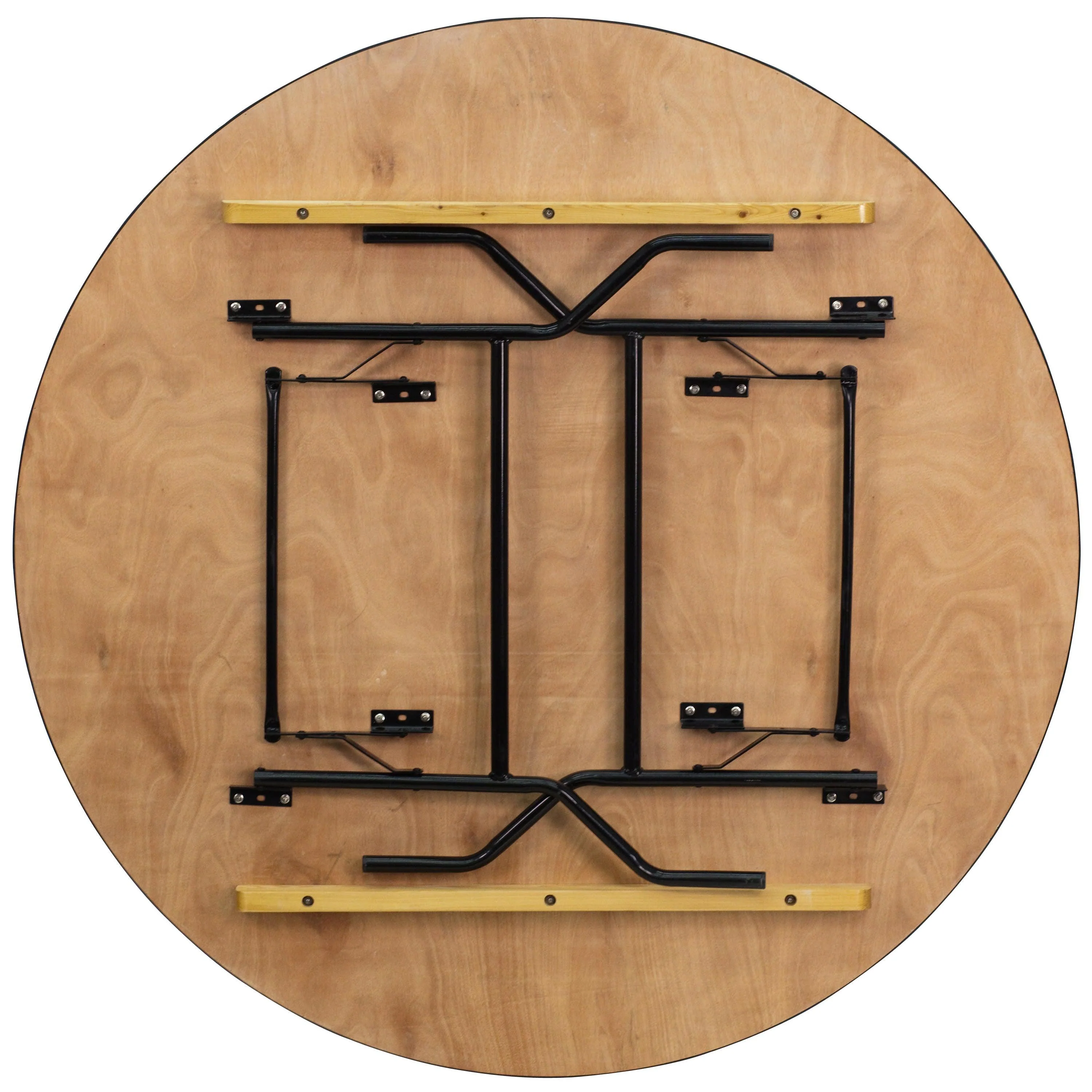 5-Foot Round Wood Folding Banquet Table with Clear Coated Finished Top - Image 8