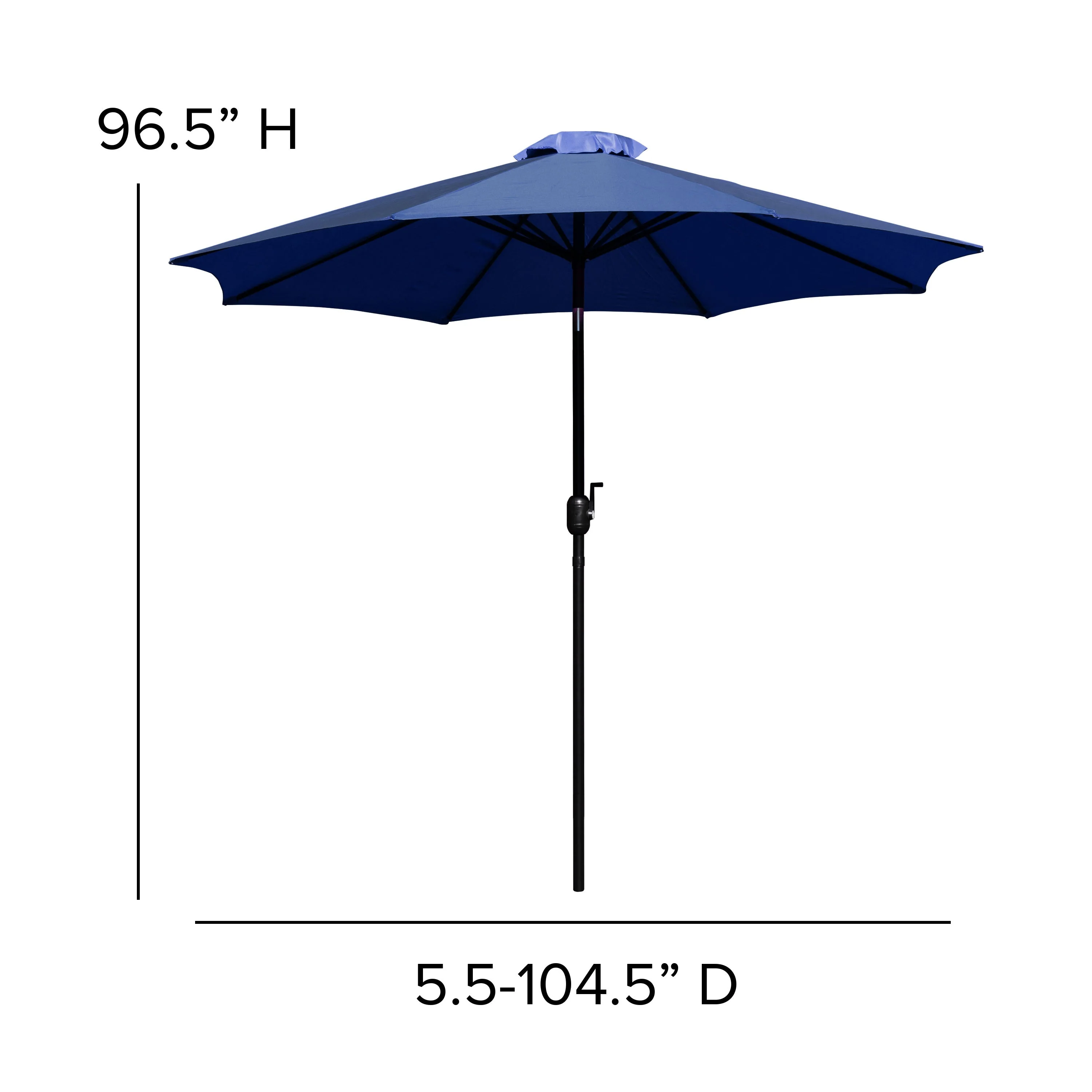 Kona 9 FT Round Umbrella with 1.5" Diameter Aluminum Pole with Crank and Tilt Function - Image 18