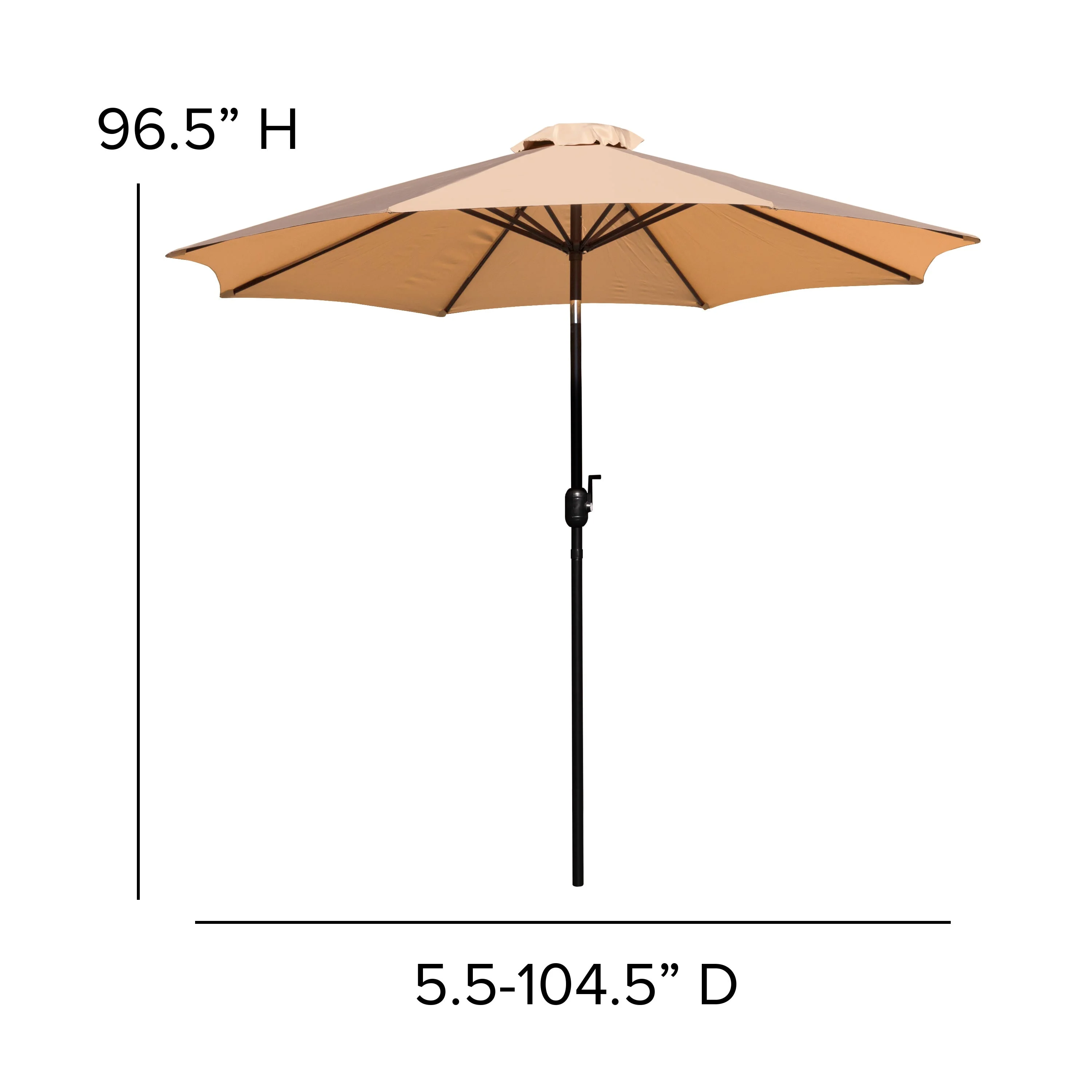 Kona 9 FT Round Umbrella with 1.5" Diameter Aluminum Pole with Crank and Tilt Function - Image 30