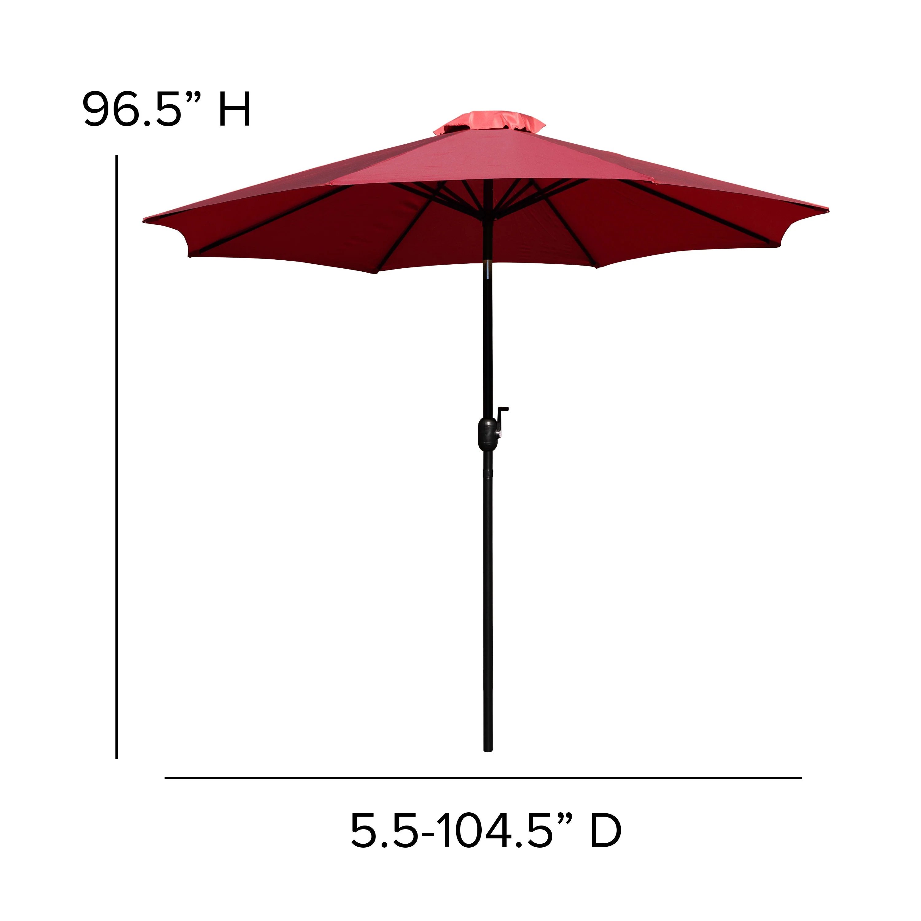 Kona 9 FT Round Umbrella with 1.5" Diameter Aluminum Pole with Crank and Tilt Function - Image 42