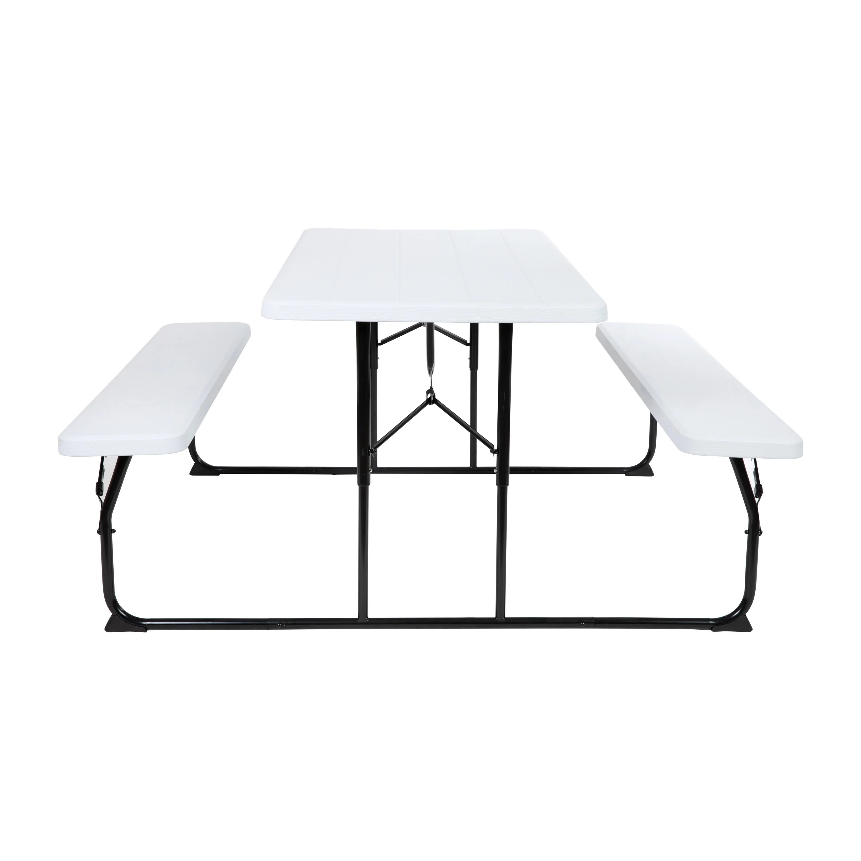 Insta-Fold Wood Grain Folding Picnic Table and Benches - 4.5 Foot Folding Table - Image 7