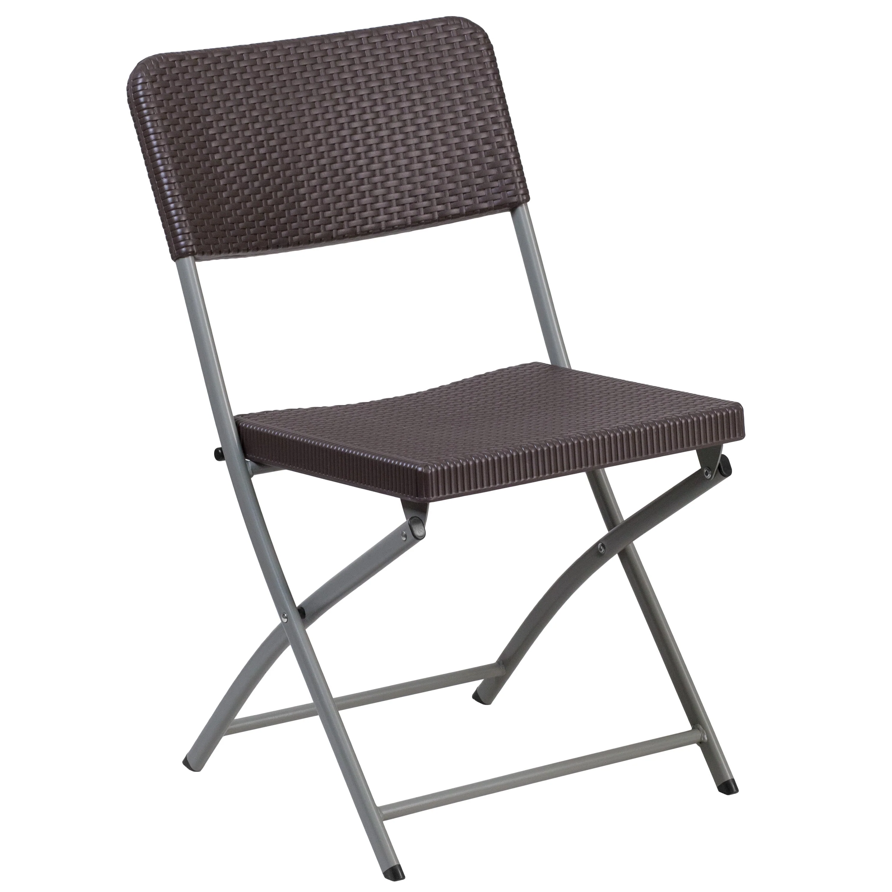 HERCULES Series Rattan Plastic Folding Chair with Gray Frame - Image 10