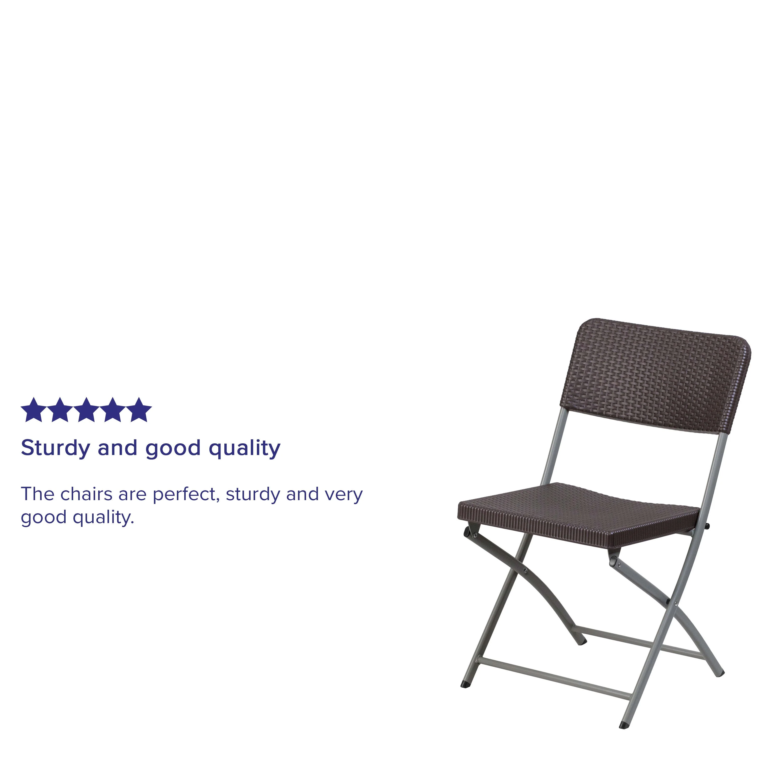 HERCULES Series Rattan Plastic Folding Chair with Gray Frame - Image 4