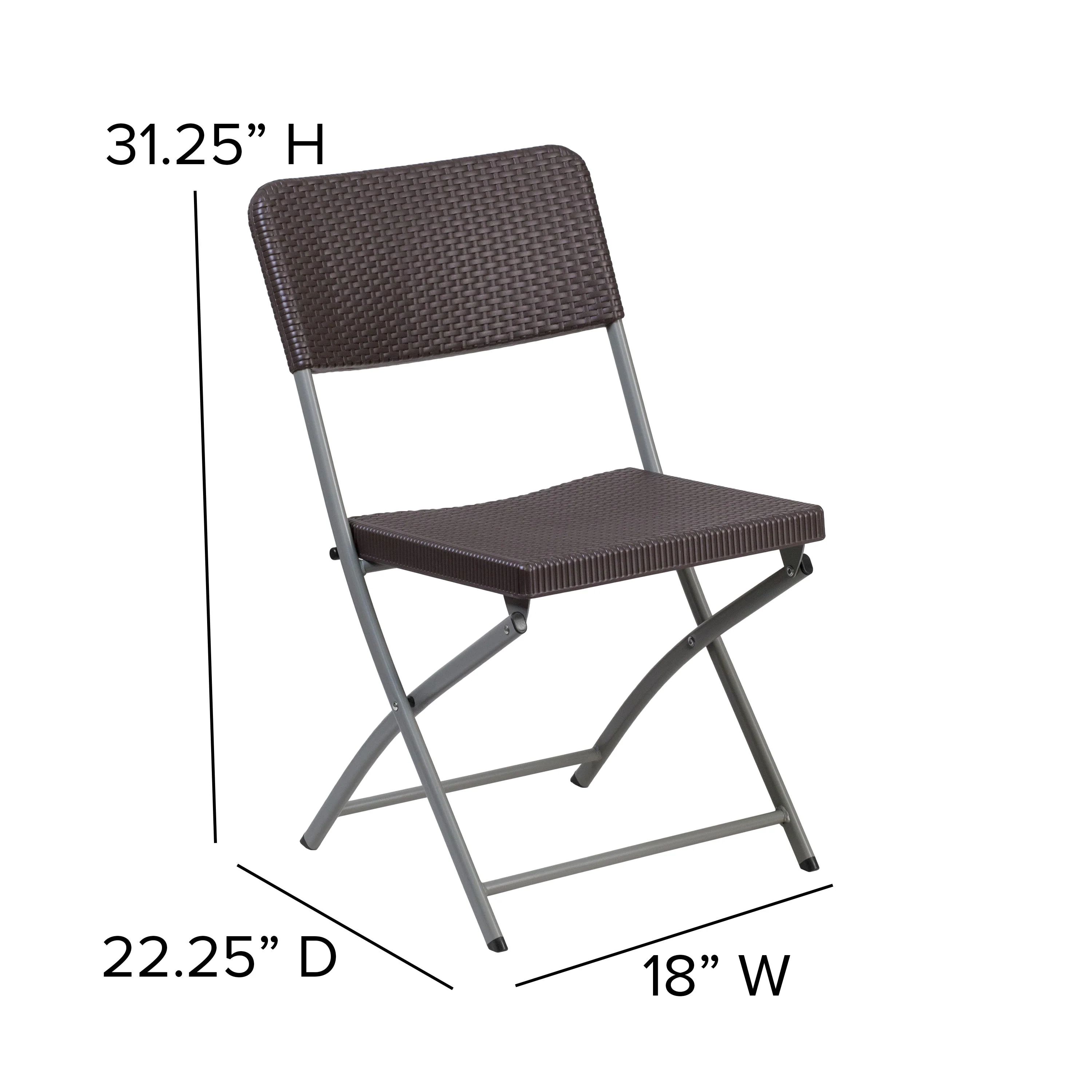 HERCULES Series Rattan Plastic Folding Chair with Gray Frame - Image 6