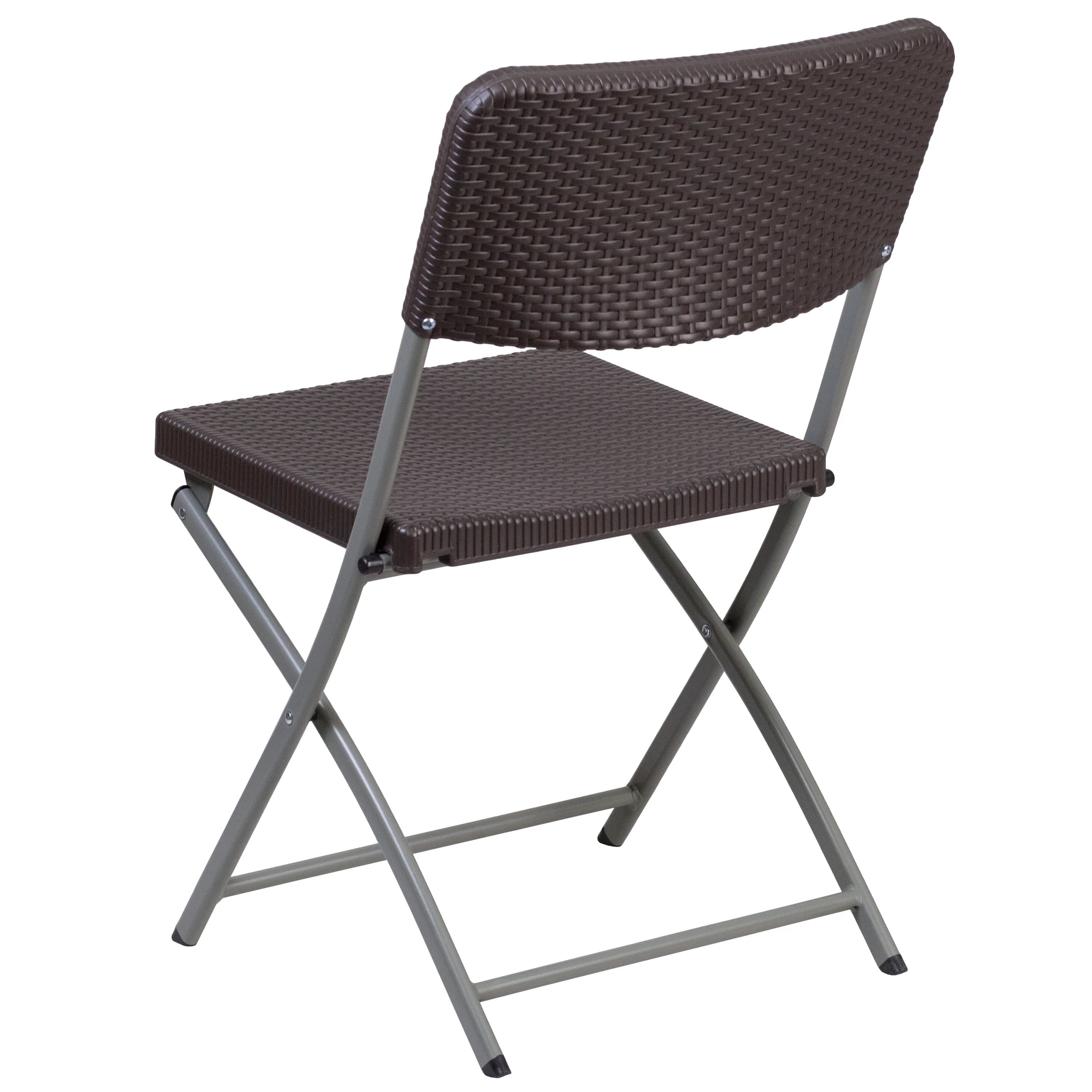HERCULES Series Rattan Plastic Folding Chair with Gray Frame - Image 7