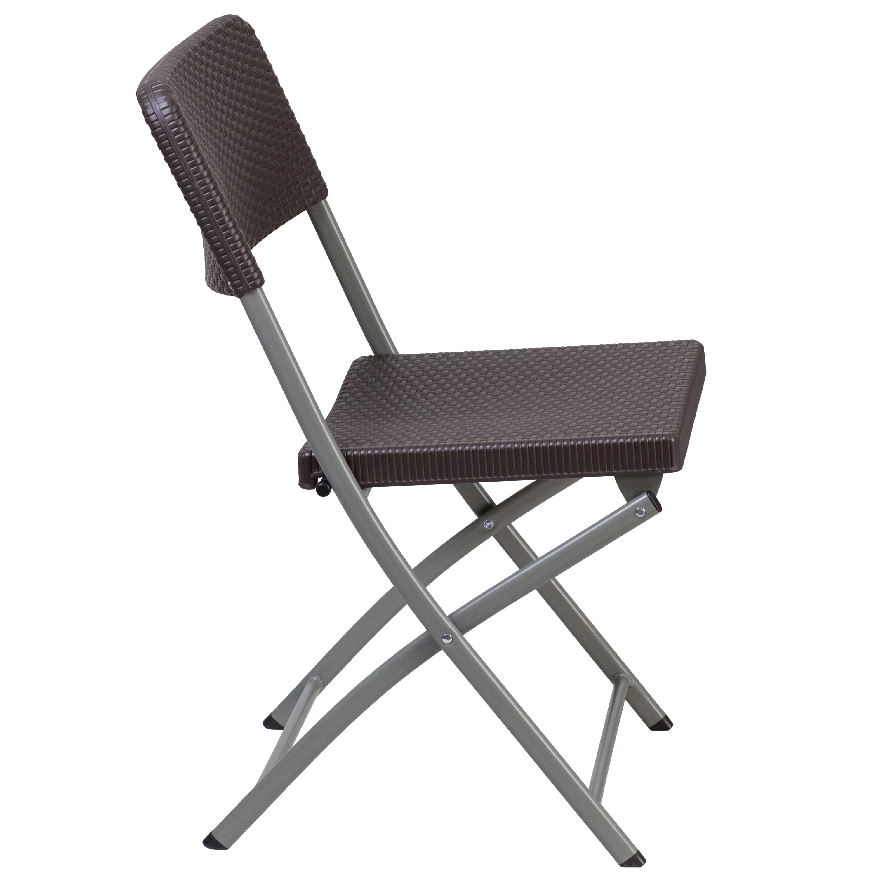 HERCULES Series Rattan Plastic Folding Chair with Gray Frame - Image 8