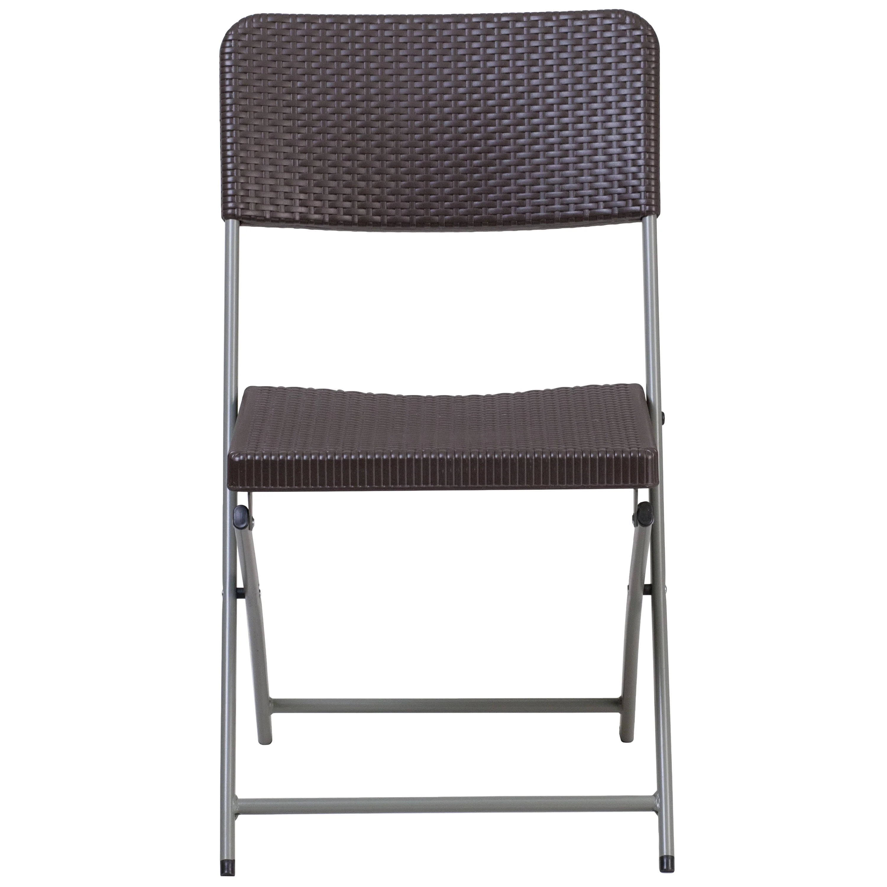 HERCULES Series Rattan Plastic Folding Chair with Gray Frame - Image 9