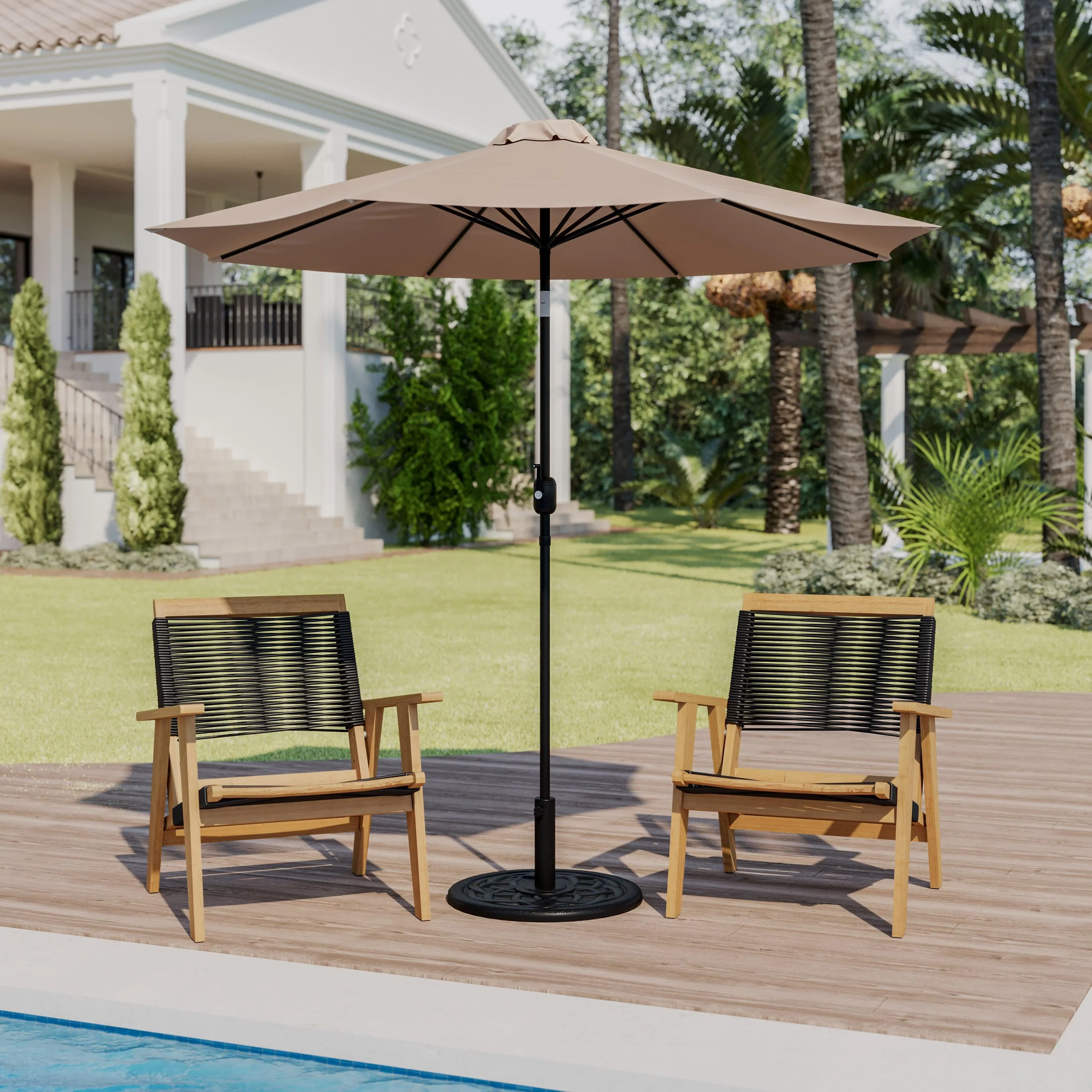 Kona9 FT Round Umbrella with Crank and Tilt Function and Standing Umbrella Base - Image 14