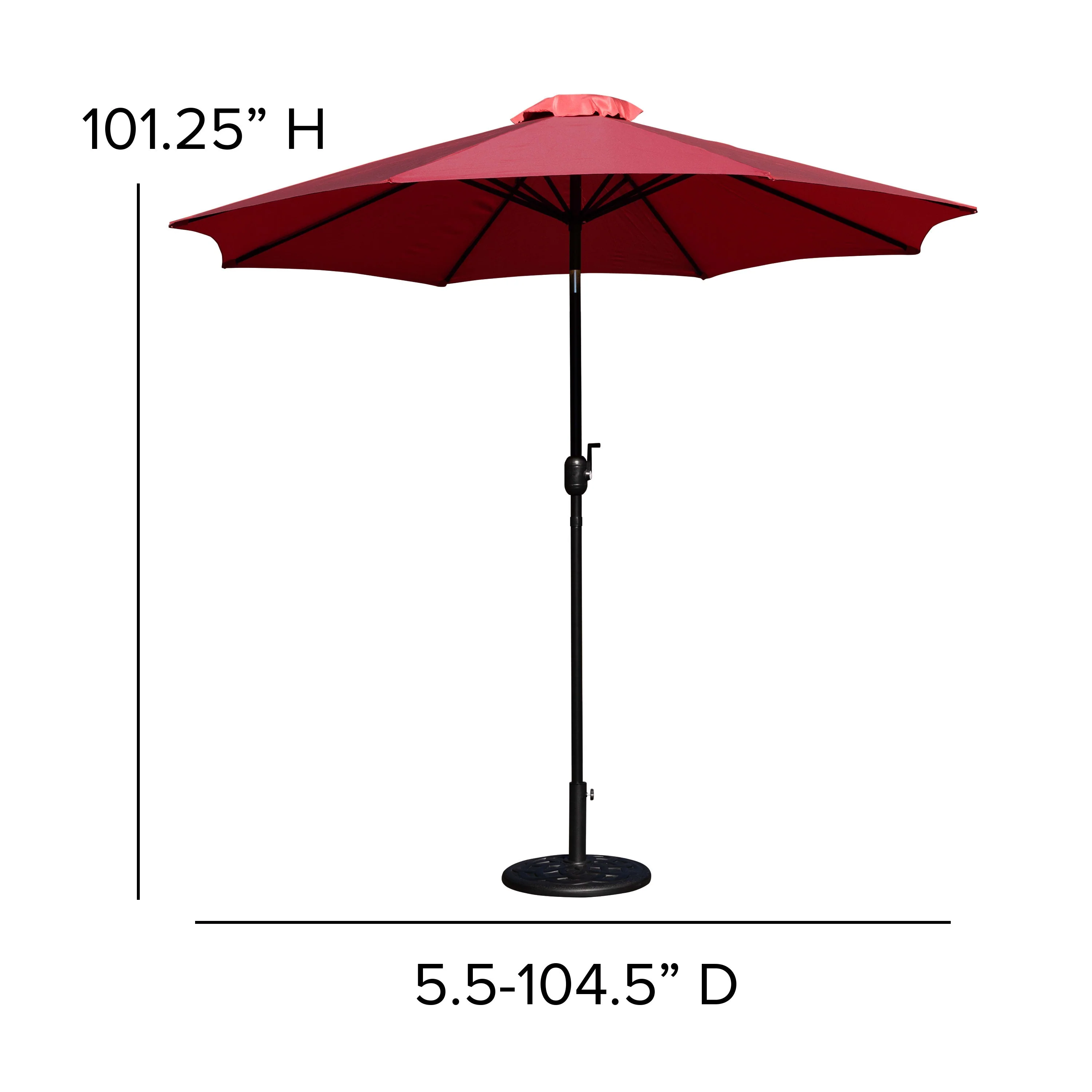 Kona9 FT Round Umbrella with Crank and Tilt Function and Standing Umbrella Base - Image 6