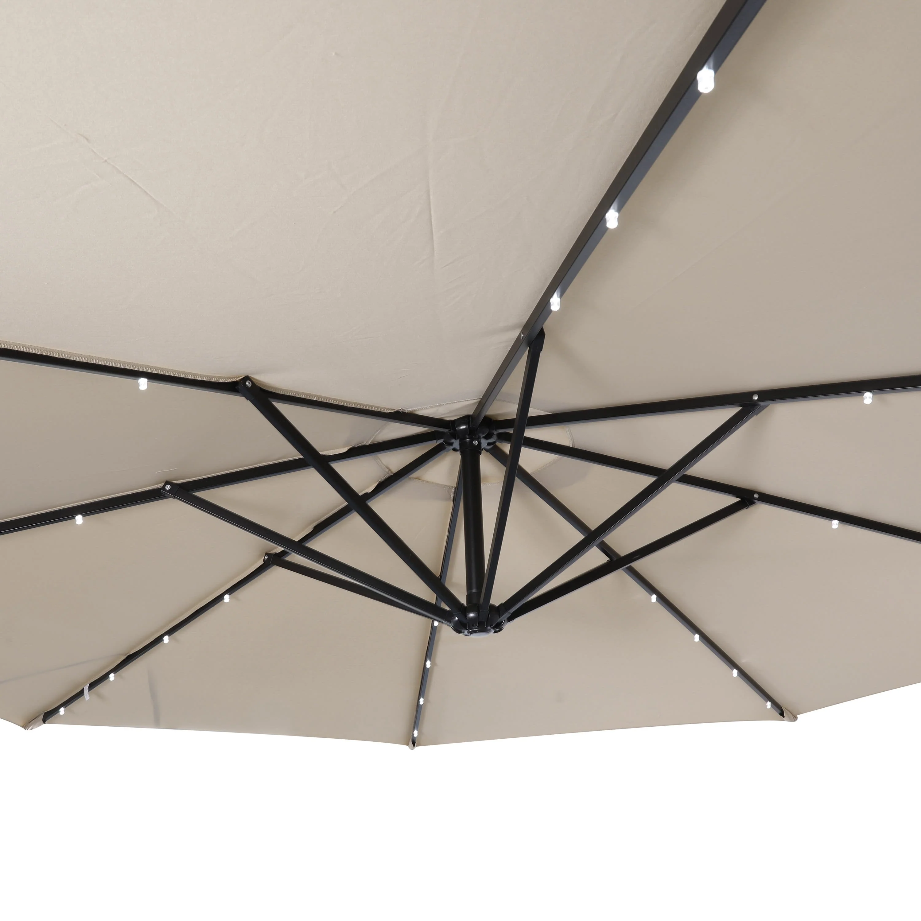 Sedona Commercial Grade 10ft Round Solar LED Cantilever Umbrella with Easy Lift and Tilt Function, Built in Cross Base - Image 11