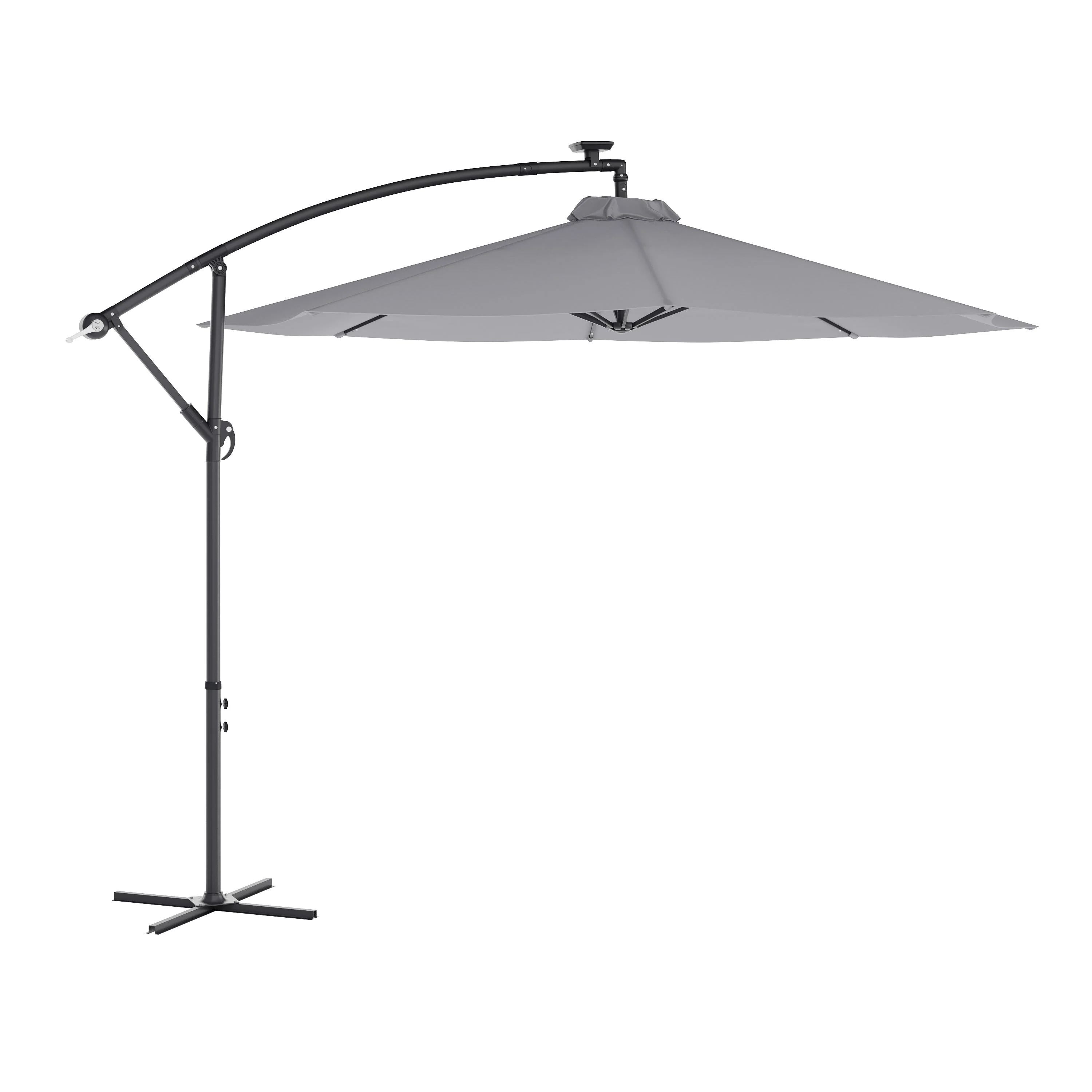 Sedona Commercial Grade 10ft Round Solar LED Cantilever Umbrella with Easy Lift and Tilt Function, Built in Cross Base - Image 13