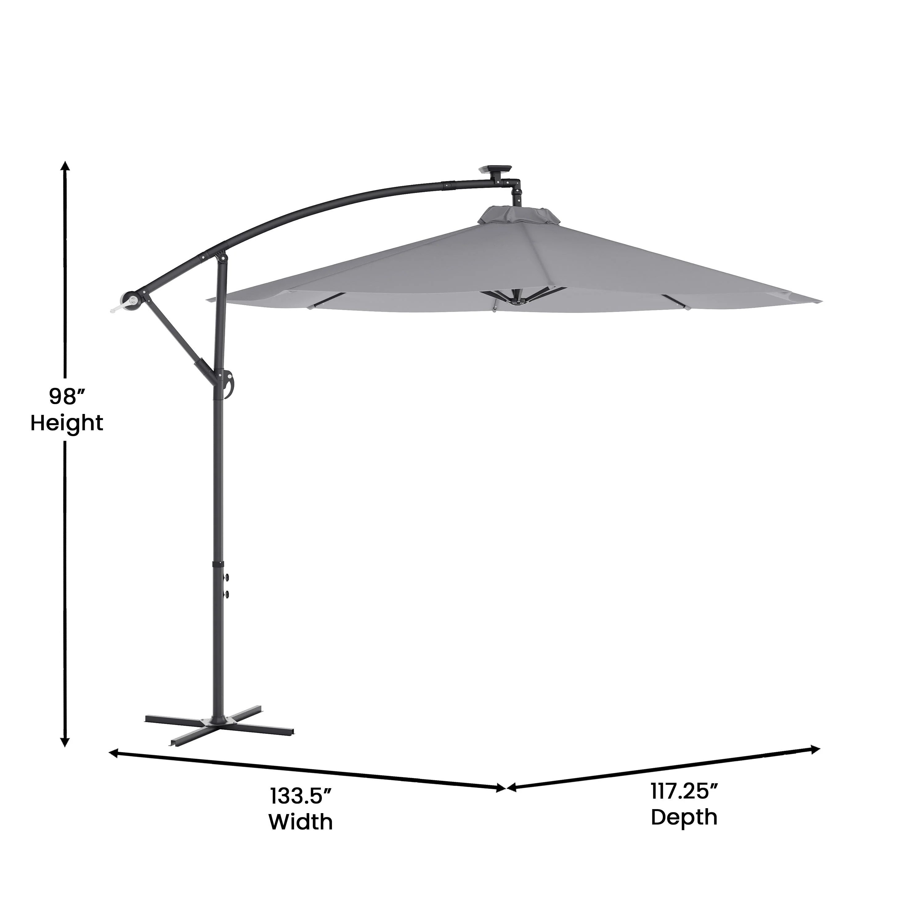 Sedona Commercial Grade 10ft Round Solar LED Cantilever Umbrella with Easy Lift and Tilt Function, Built in Cross Base - Image 17
