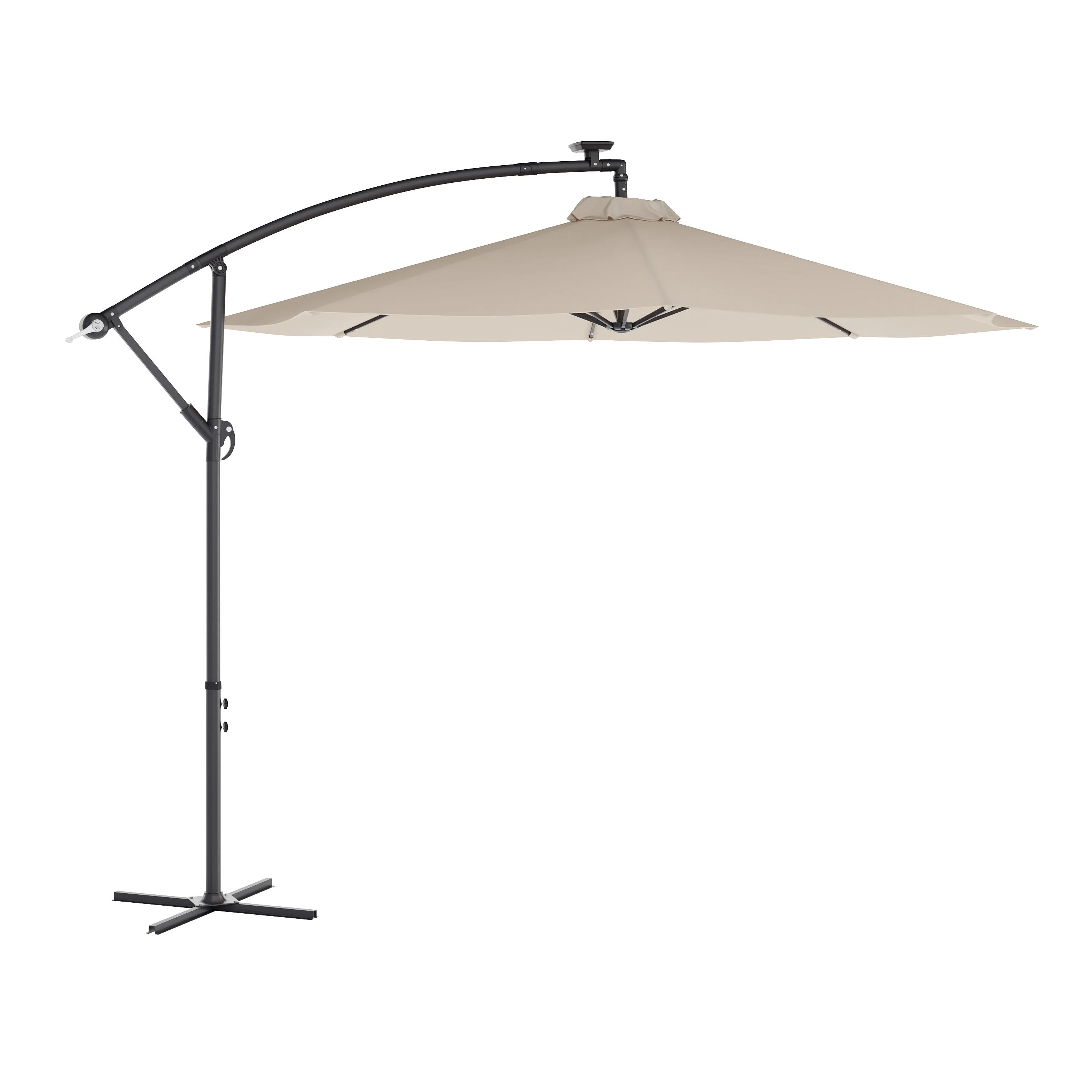 Sedona Commercial Grade 10ft Round Solar LED Cantilever Umbrella with Easy Lift and Tilt Function, Built in Cross Base - Image 27