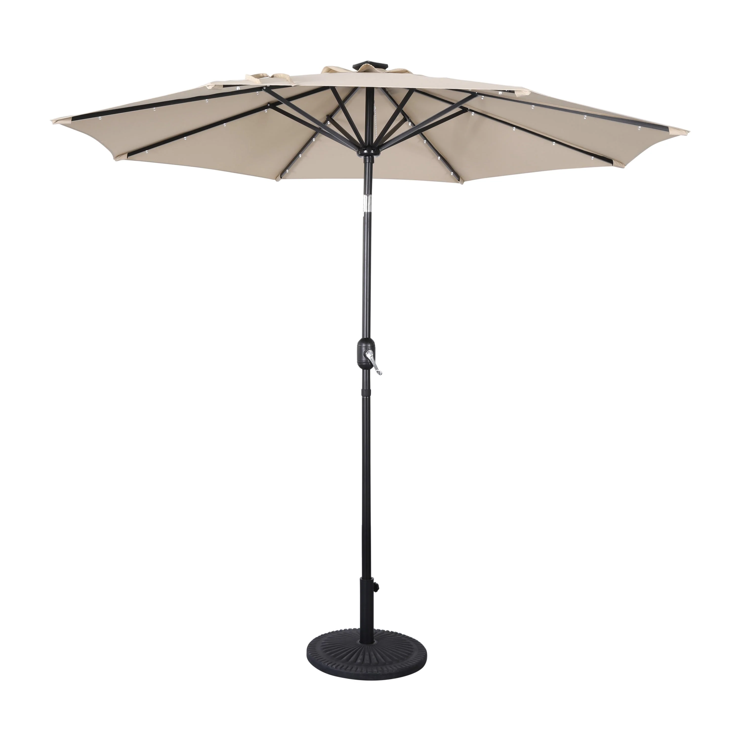 Montego Commercial Grade 9ft Round Solar LED Umbrella with Crank Lift and Tilt Function - Image 14