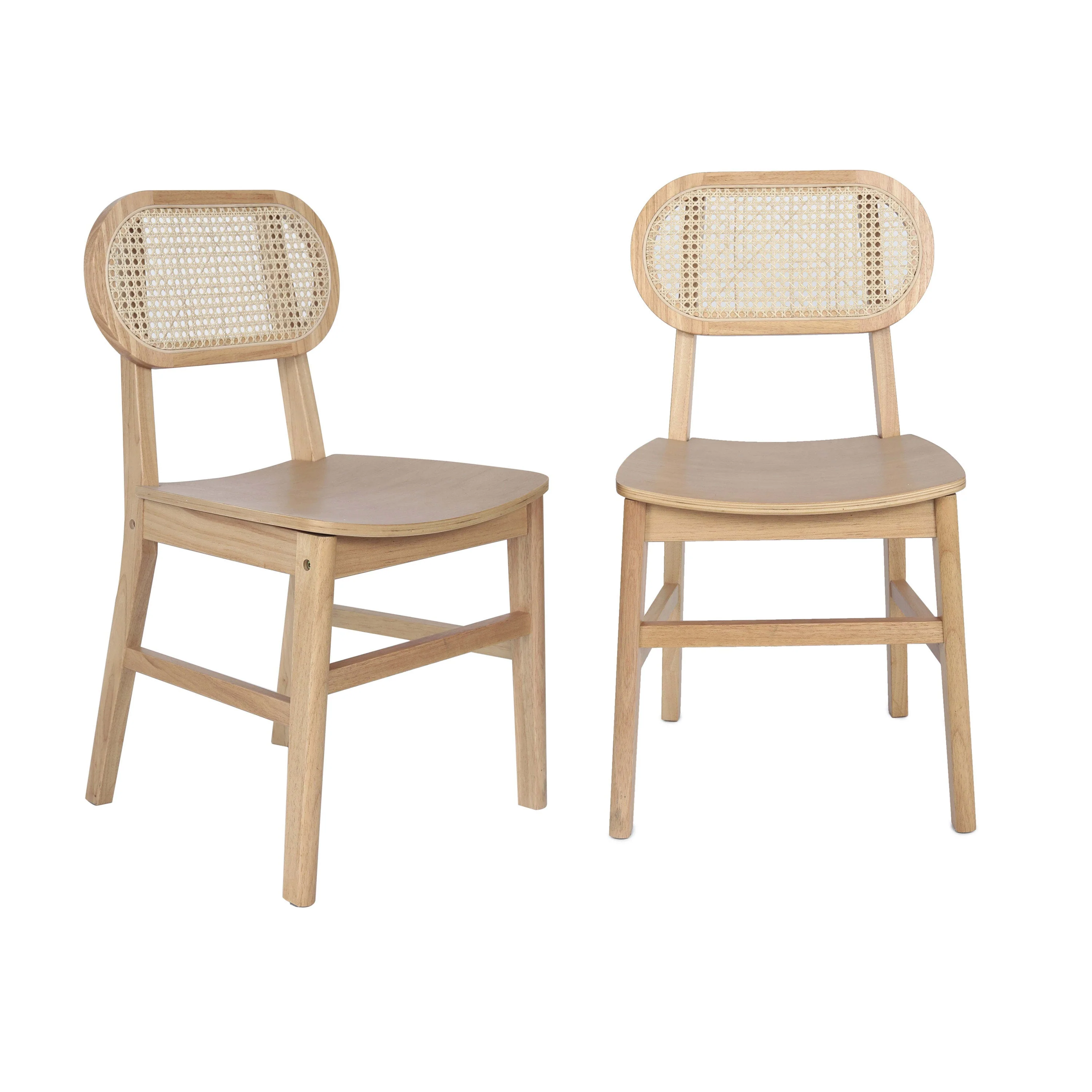 Jacob Set of 2 Commercial Cane Rattan Dining and Event Chairs with Solid Wood Frame and Seat - Image 13