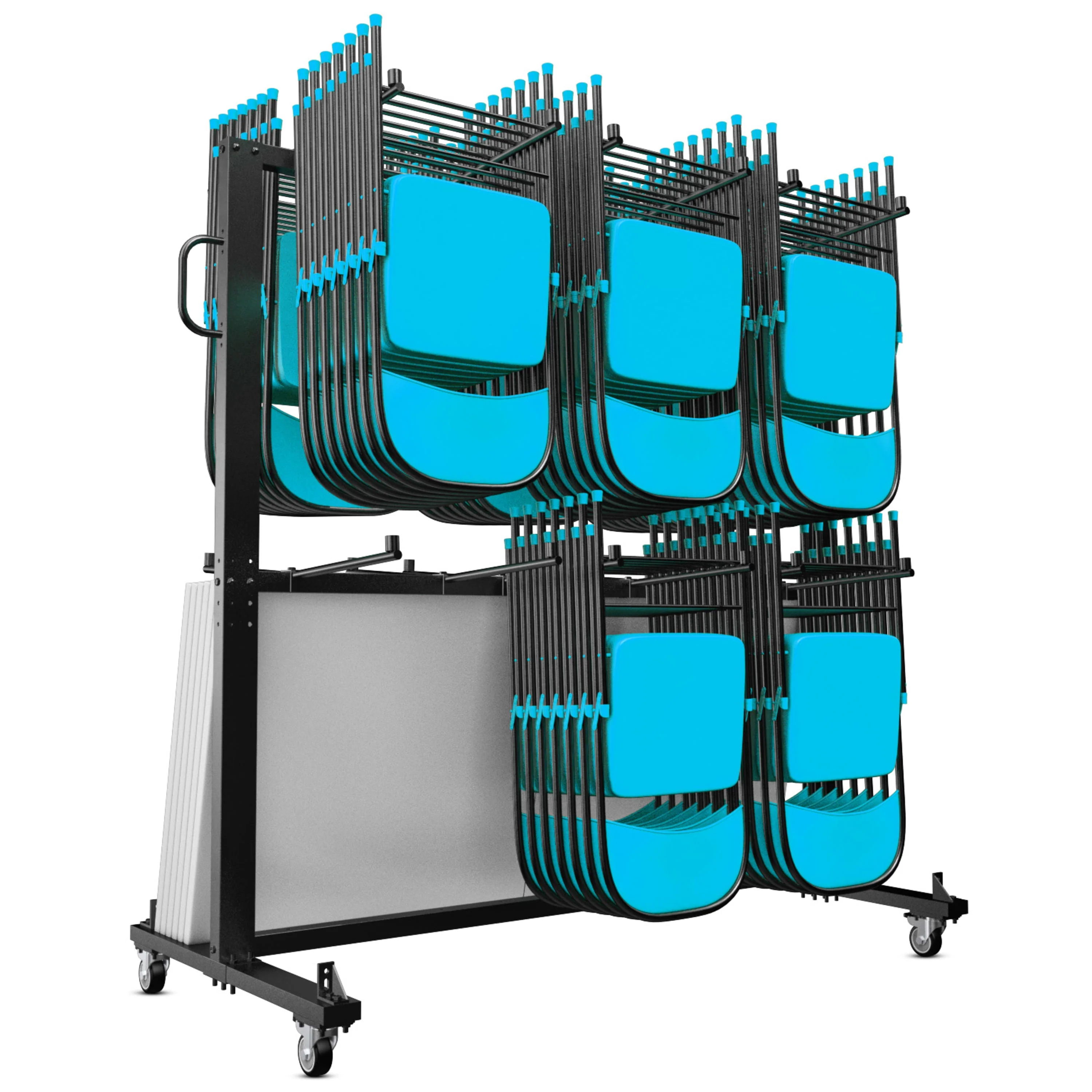 Hawkins Heavy Duty Folding Table and Chairs Mobile Cart-Locking Wheels, Outdoor Cover, 84 Folding Chairs or 42 Chairs and 12 Tables Capacity - Image 15