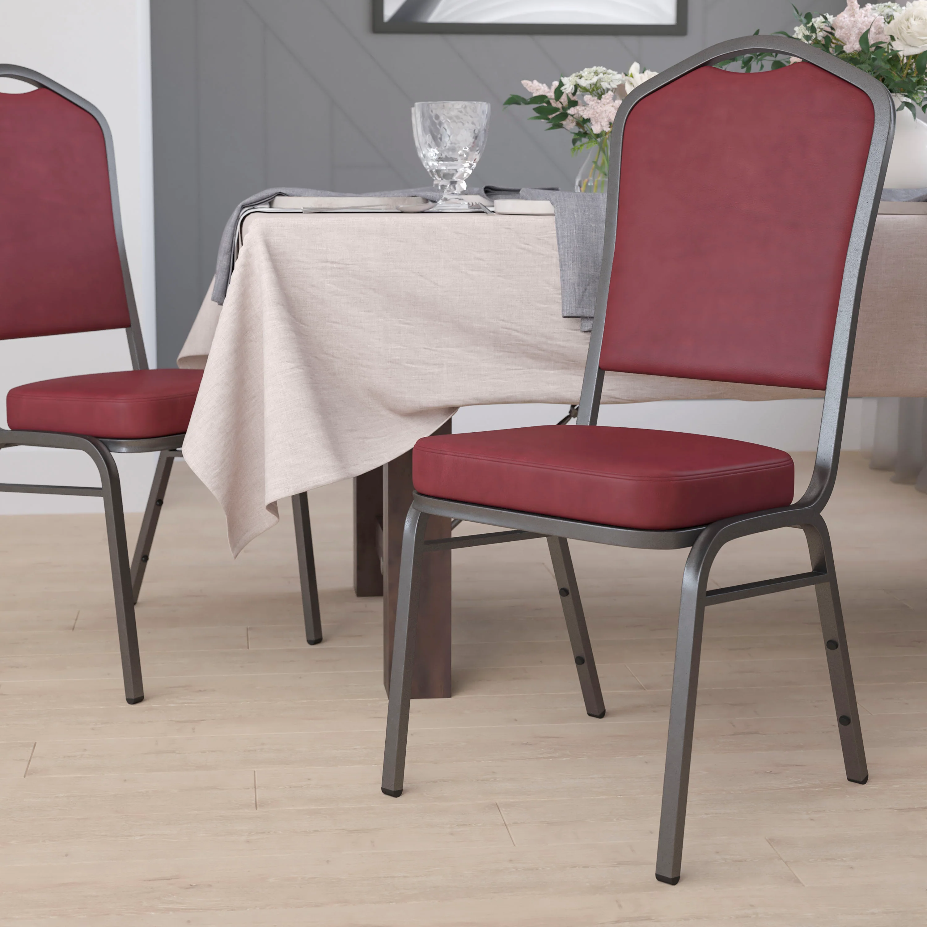 HERCULES Series Crown Back Stacking Banquet Chair - Image 194