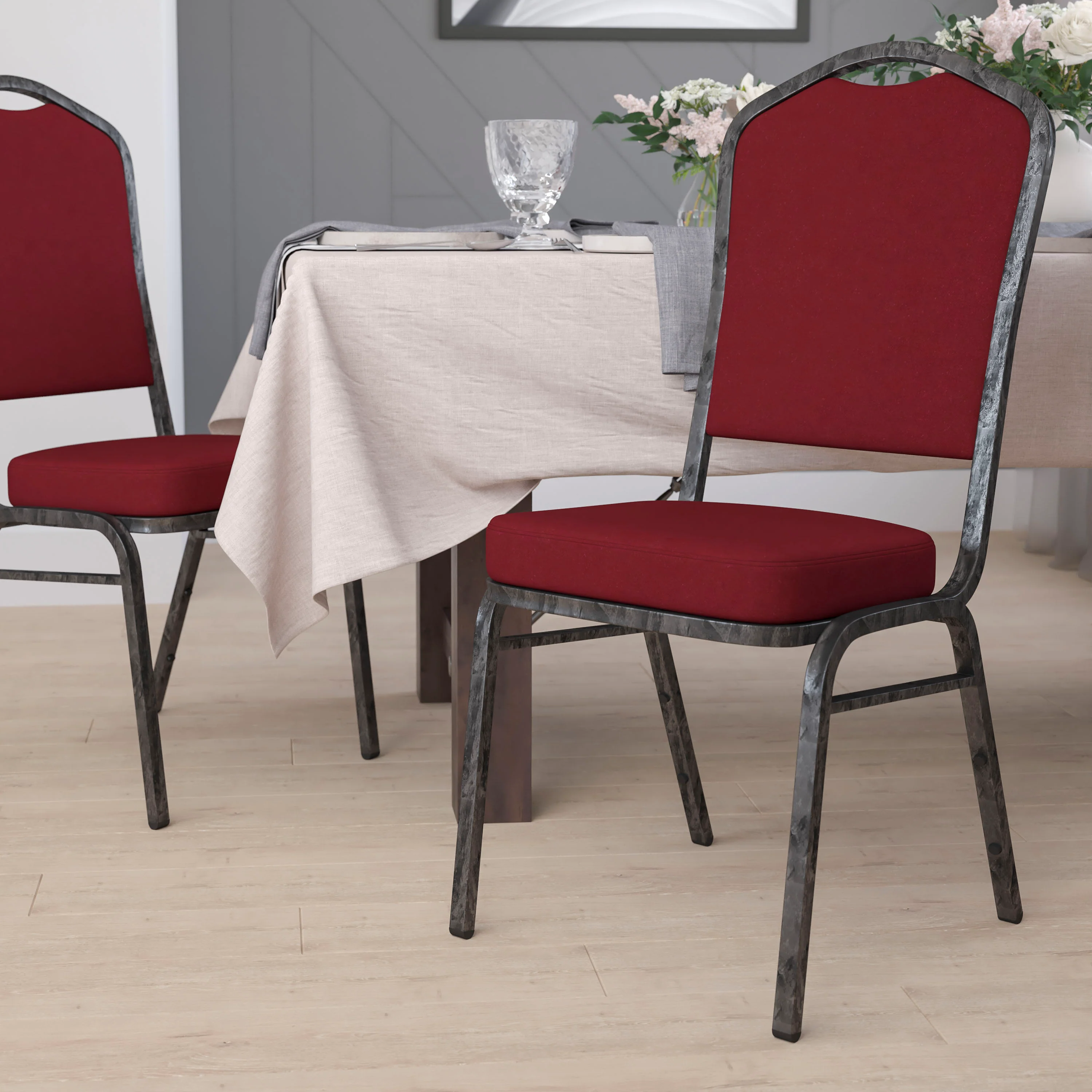 HERCULES Series Crown Back Stacking Banquet Chair - Image 26