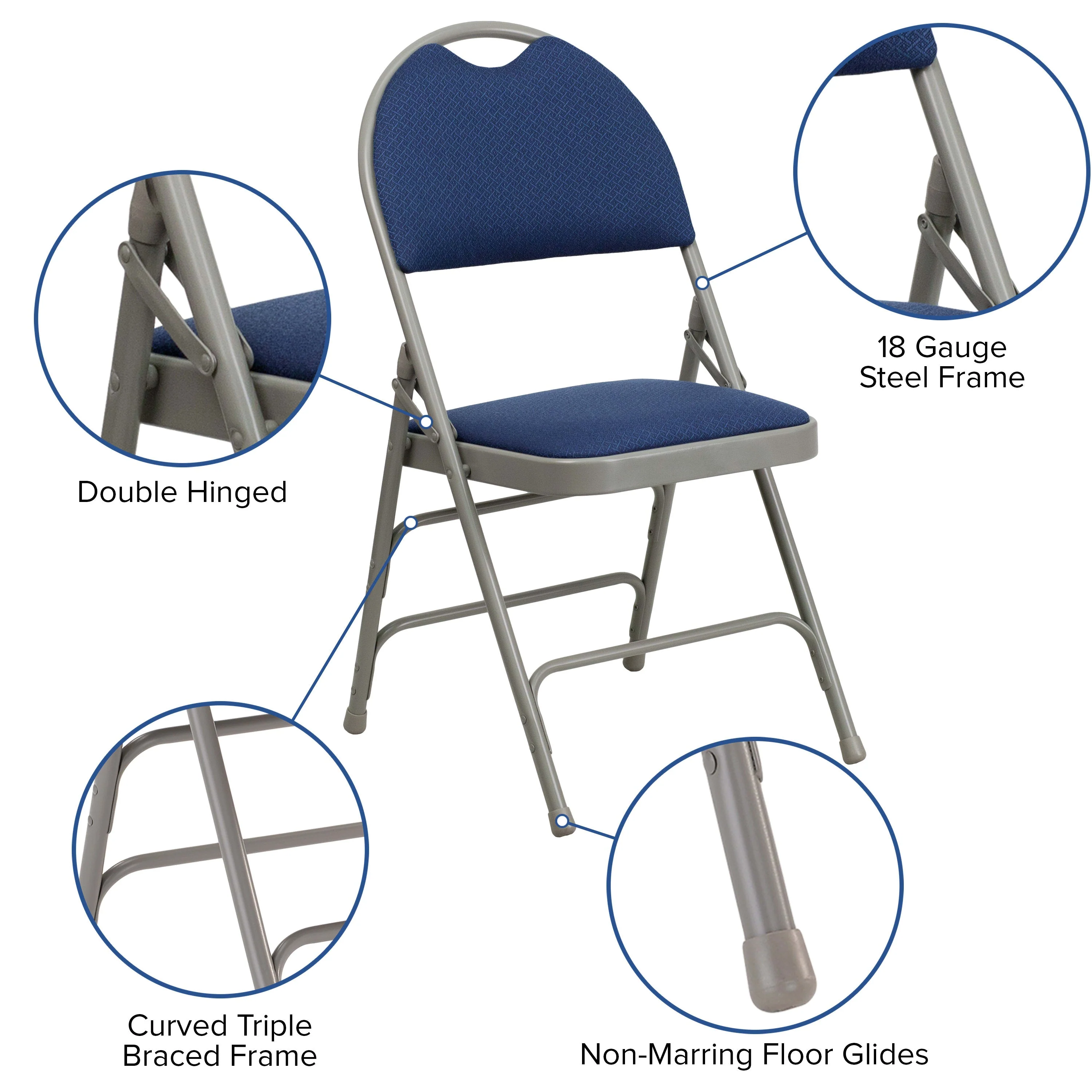 HERCULES Series Extra Large Ultra-Premium Triple Braced Metal Folding Chair with Easy-Carry Handle - Image 25