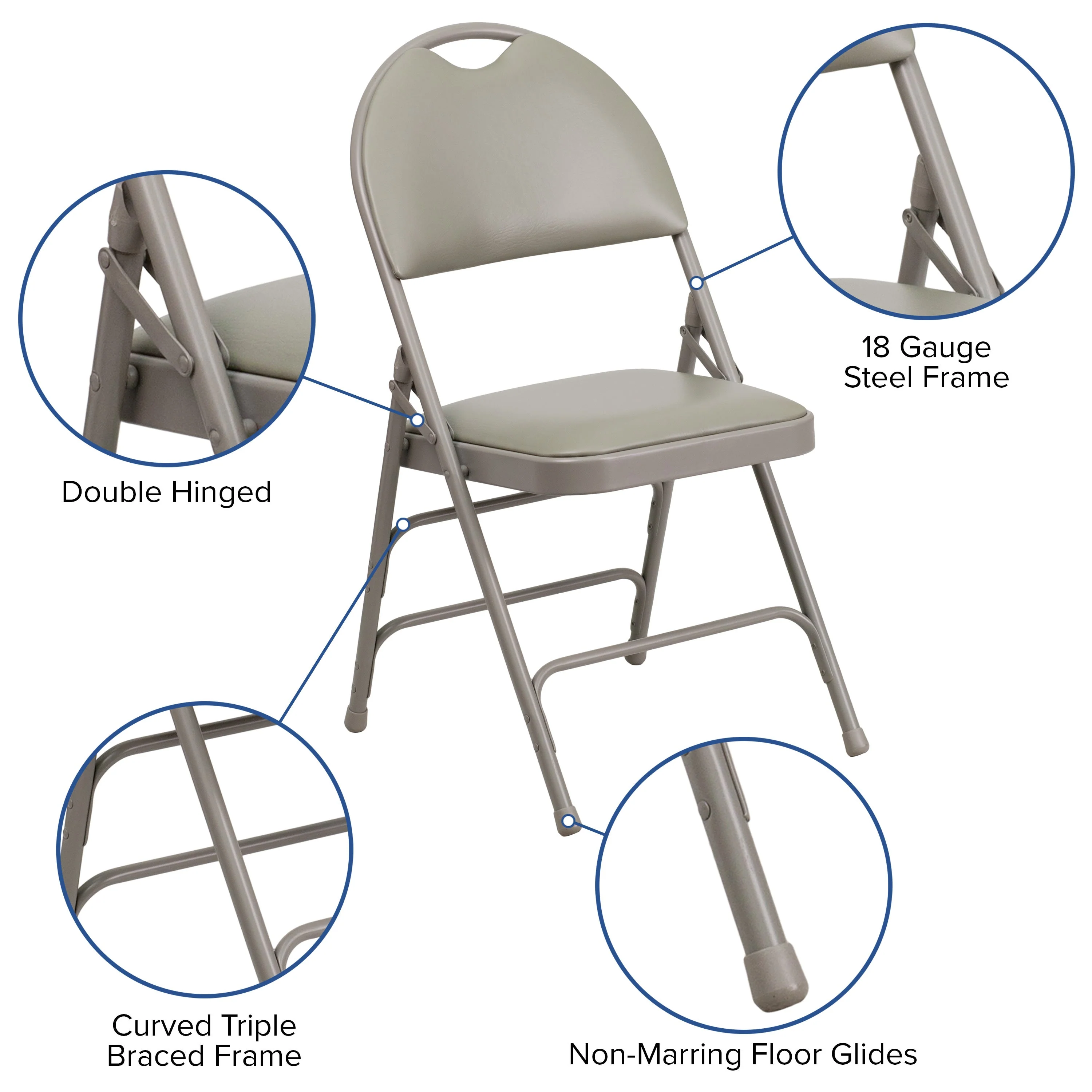 HERCULES Series Extra Large Ultra-Premium Triple Braced Metal Folding Chair with Easy-Carry Handle - Image 49