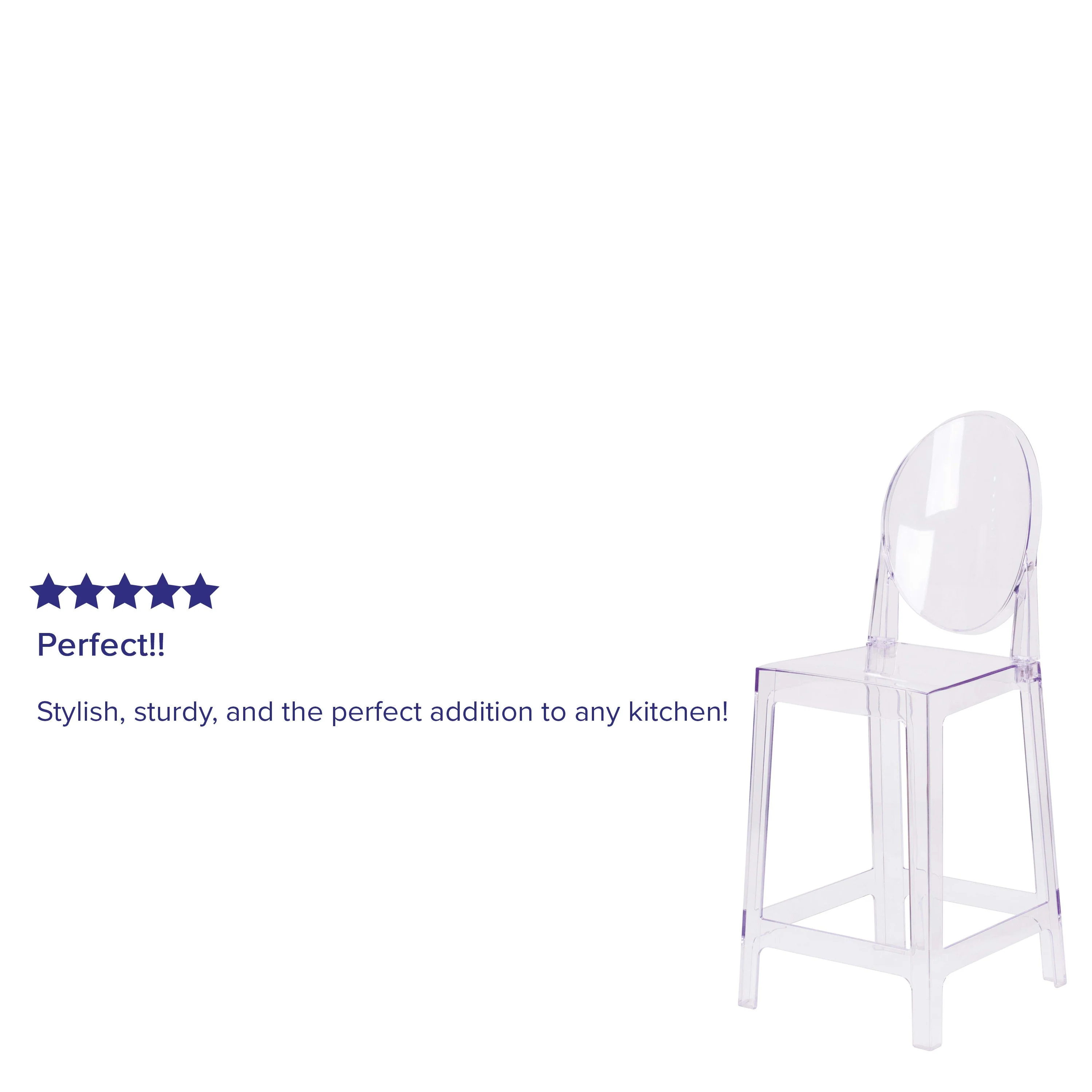 Ghost Barstool in Transparent Crystal with Oval Back - Image 4