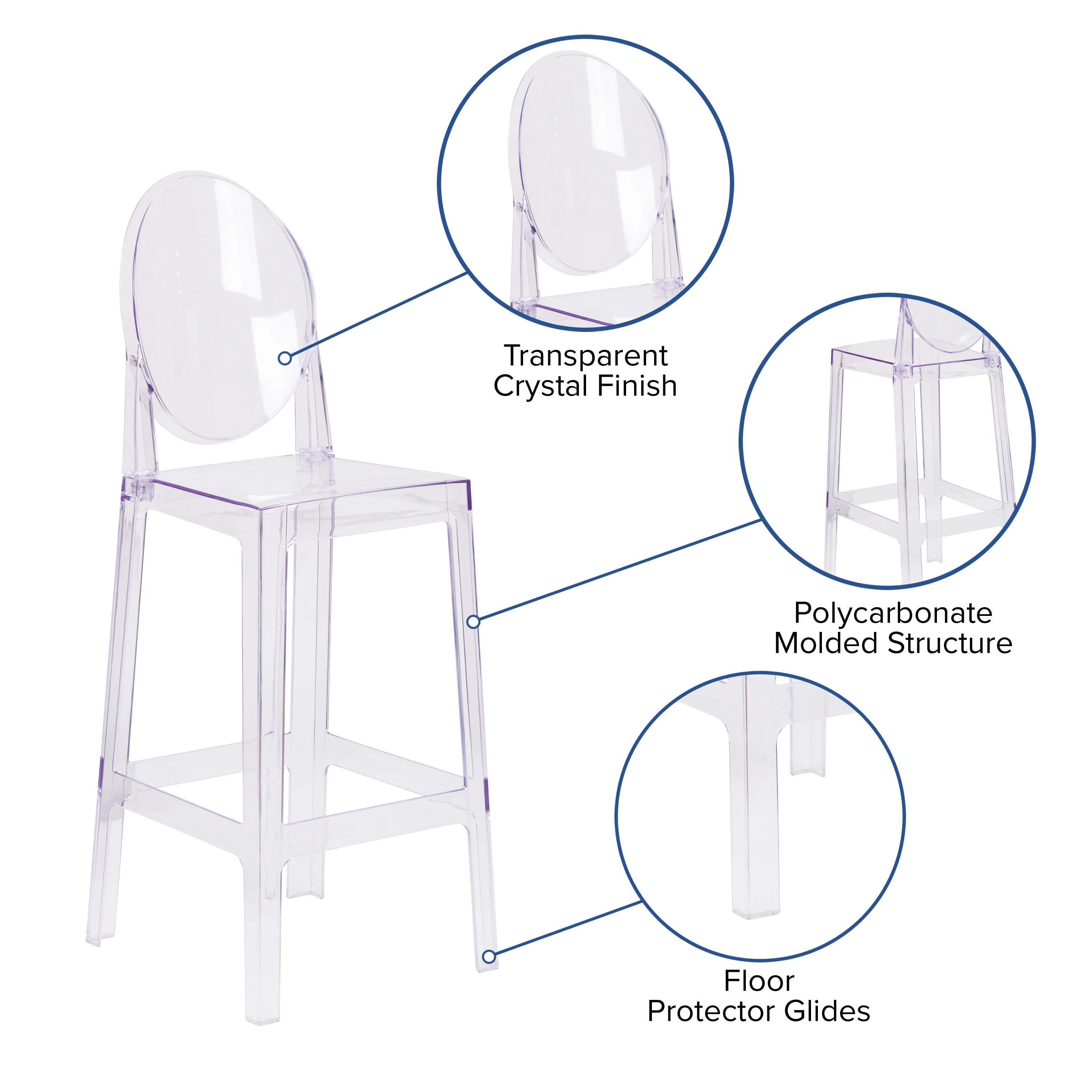 Ghost Barstool in Transparent Crystal with Oval Back - Image 5