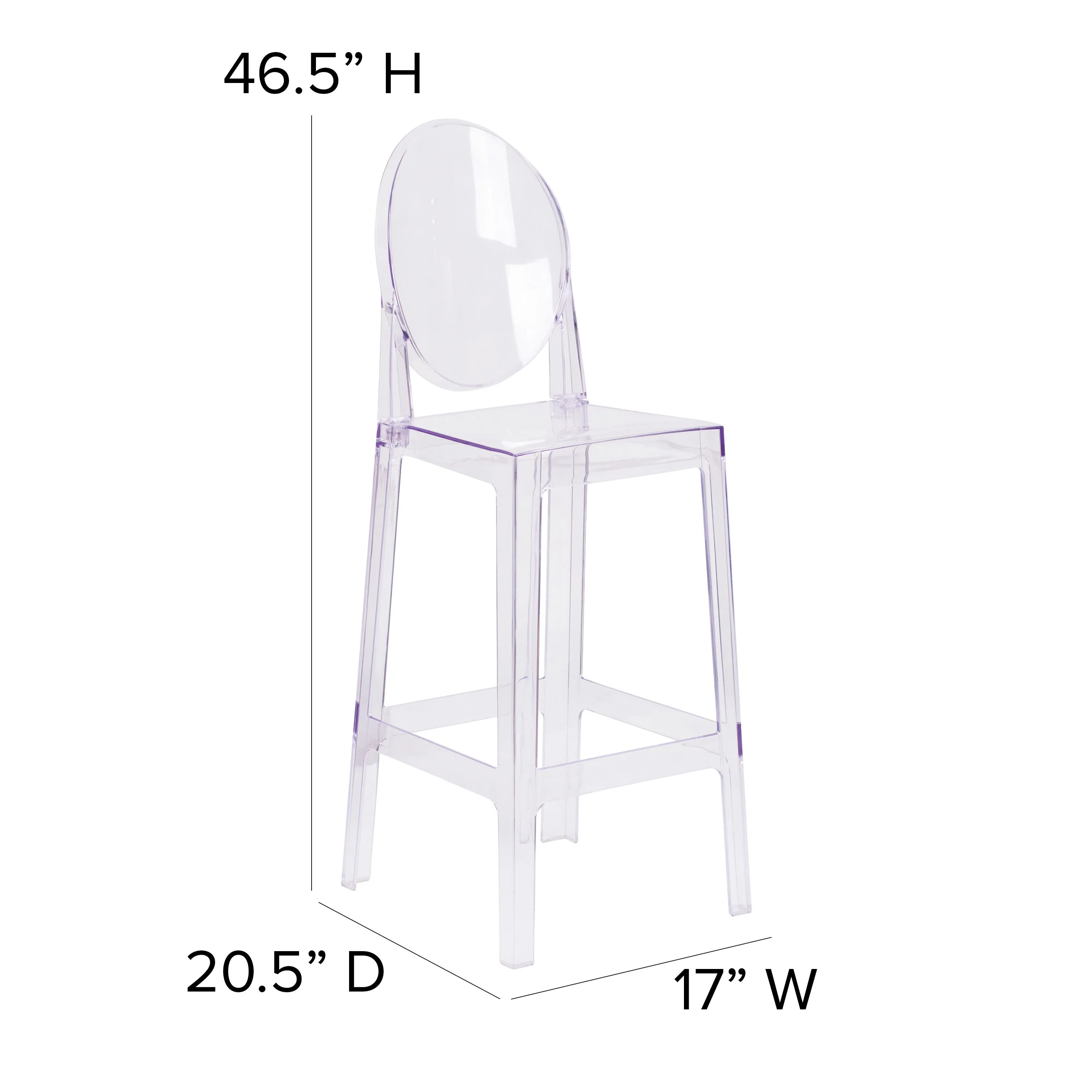 Ghost Barstool in Transparent Crystal with Oval Back - Image 6
